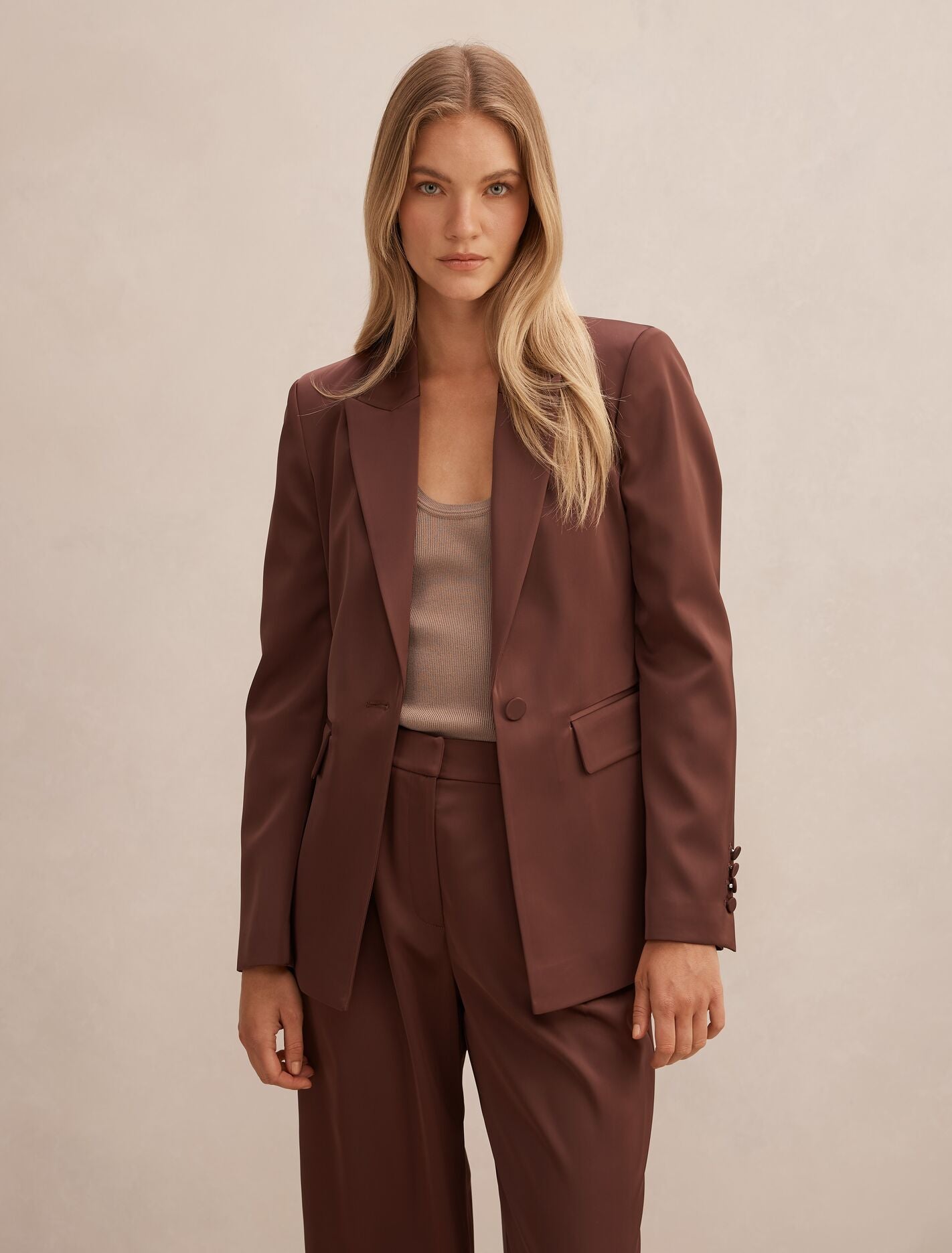 Solana Satin Single Breasted Blazer Forever New