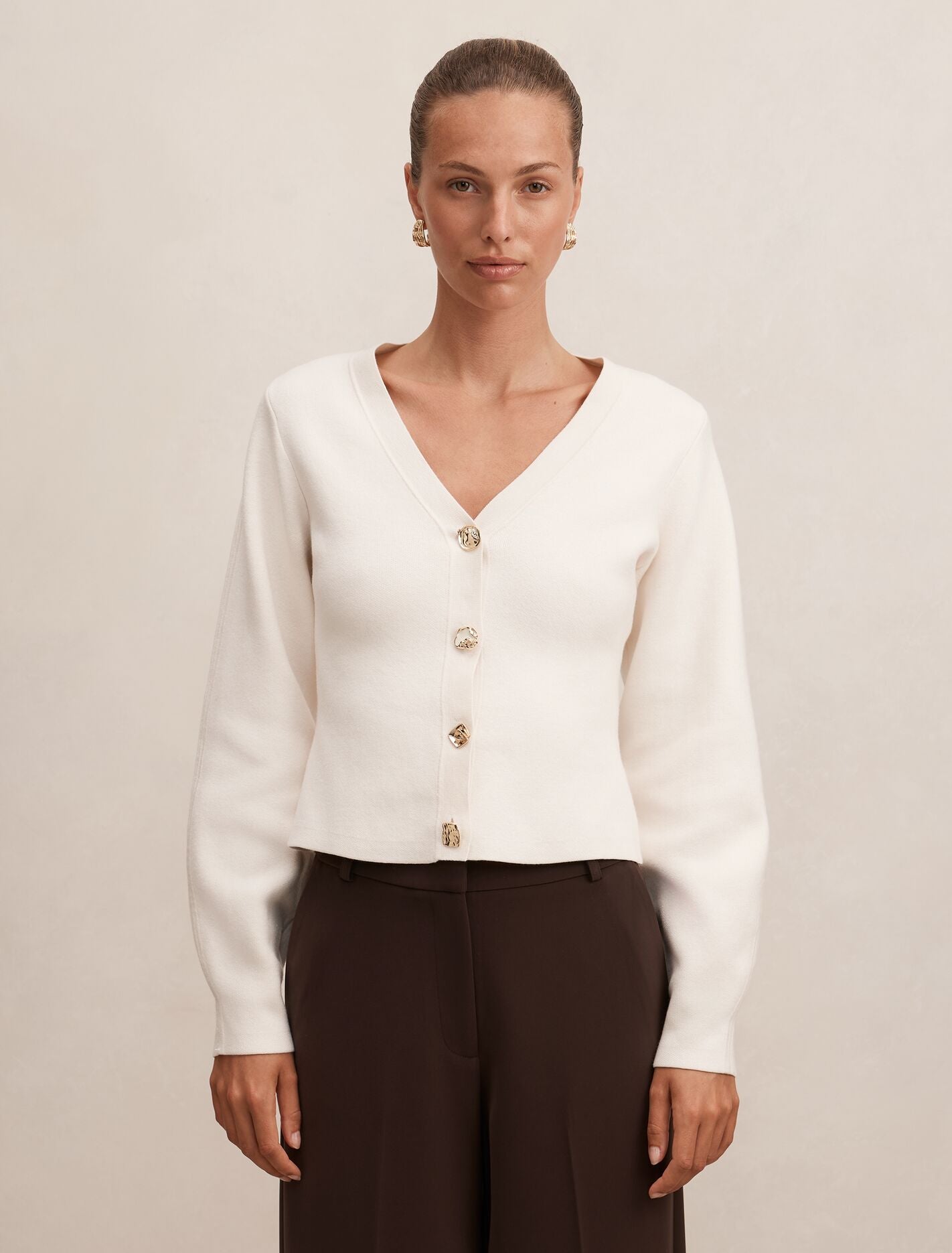 Arianna Sculpted Cardigan Vanilla | Forever New