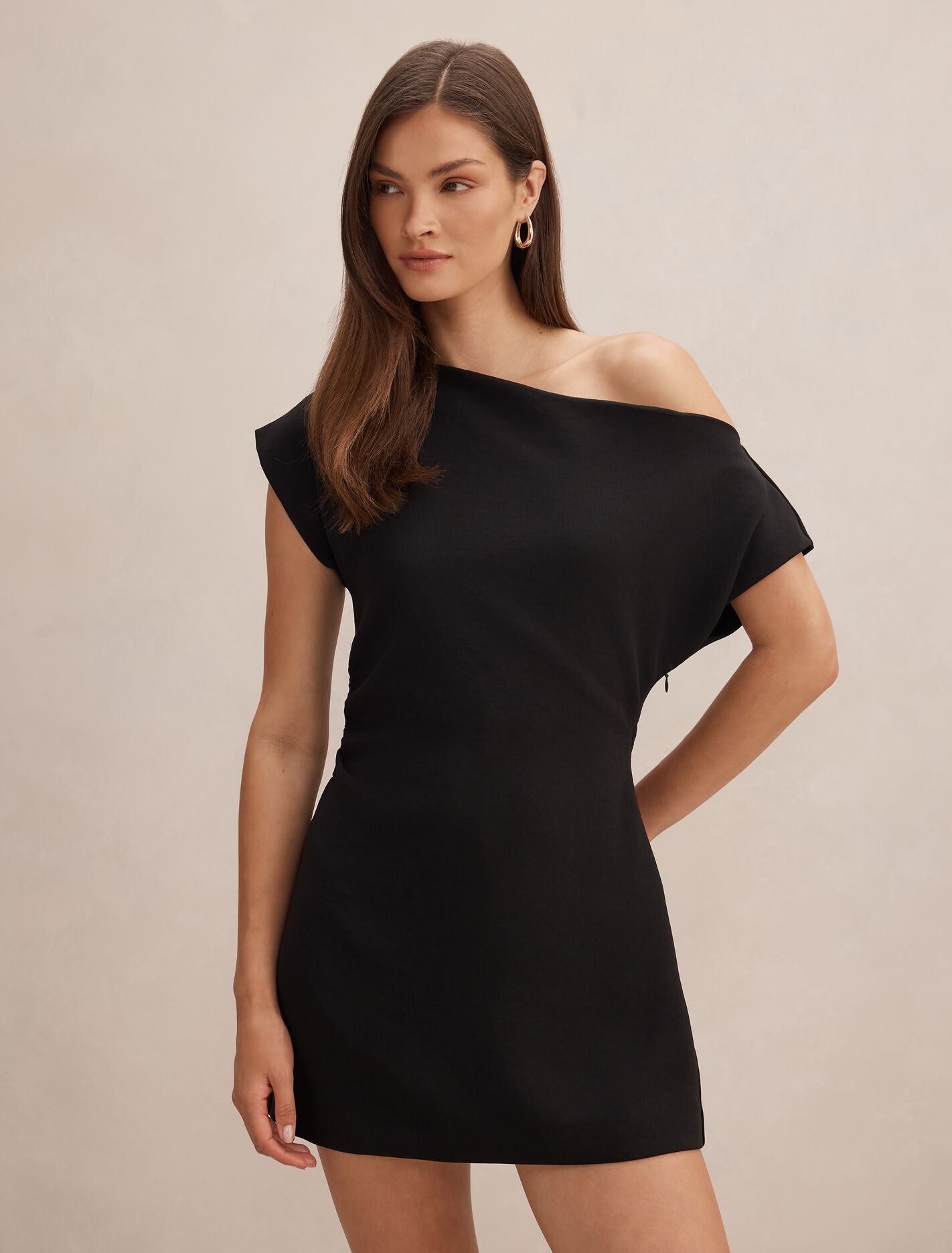 Danielle Asymmetrical Mini Dress Black