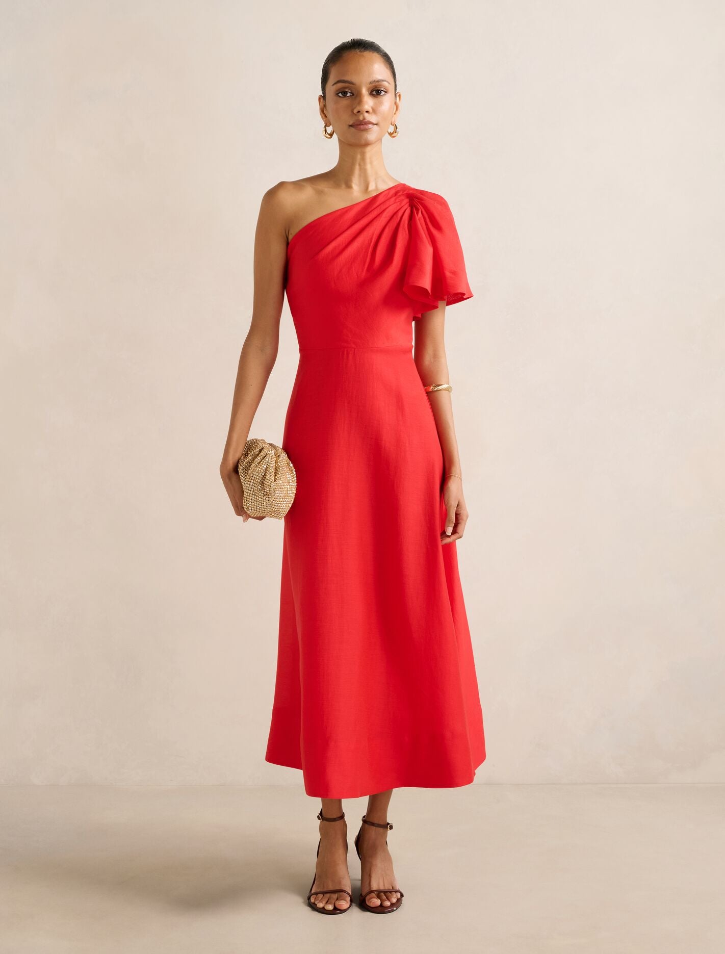Mattea Petite One Shoulder Midi Dress