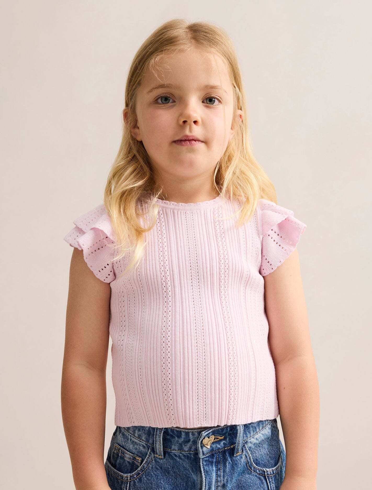 Danielle Girls Flutter Sleeve Knit Top Pink | Forever New