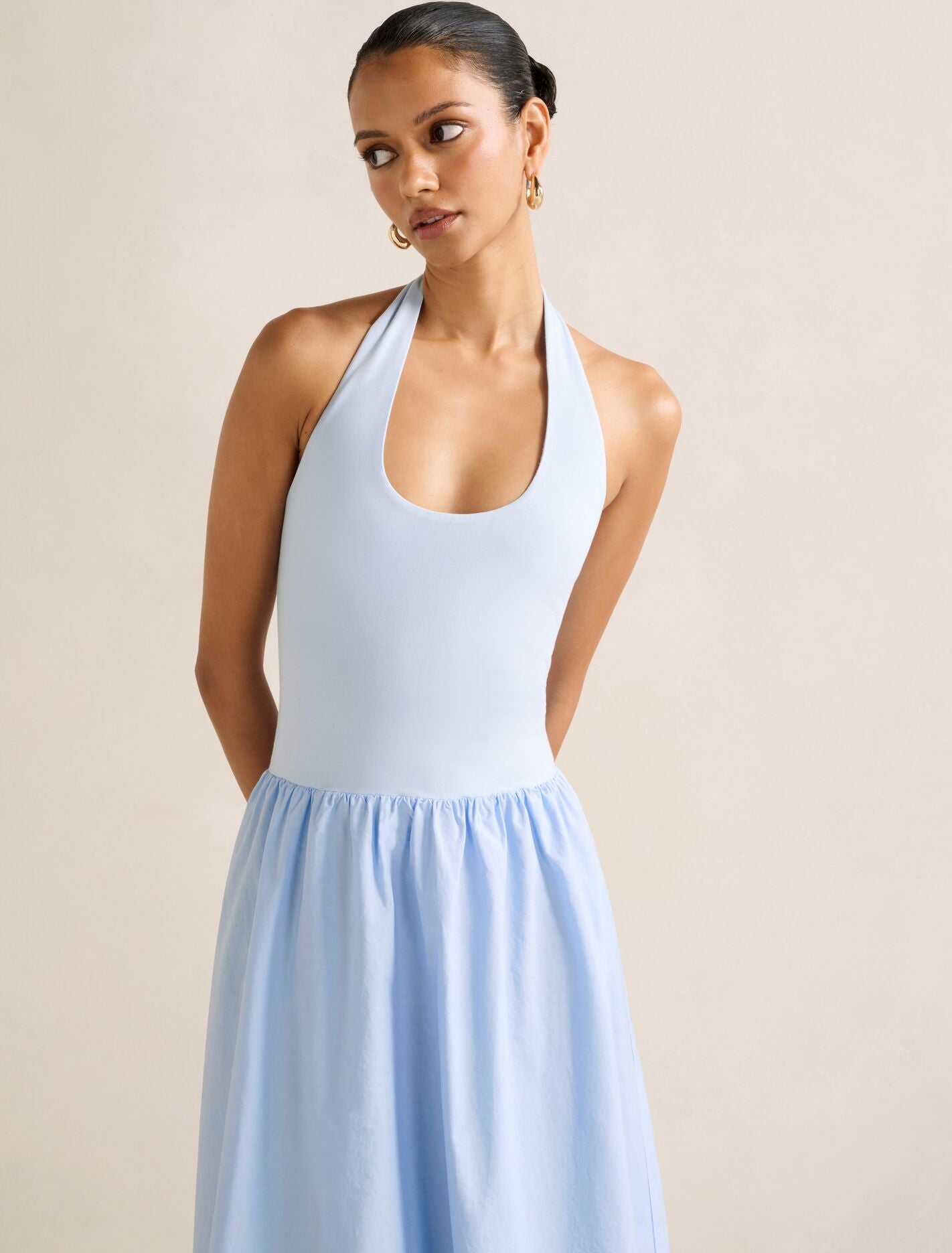 Margot Petite 2 in 1 Halter Midi Dress