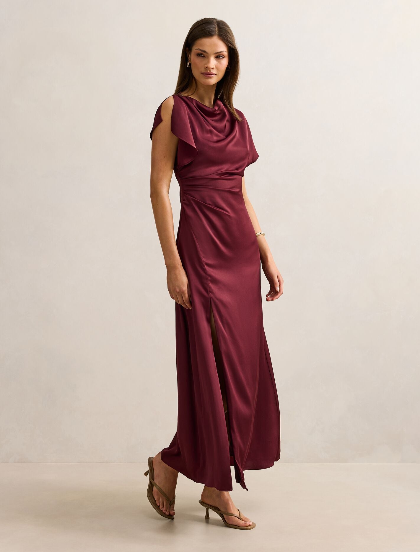 Genevieve Satin Drape Maxi Dress Forever New