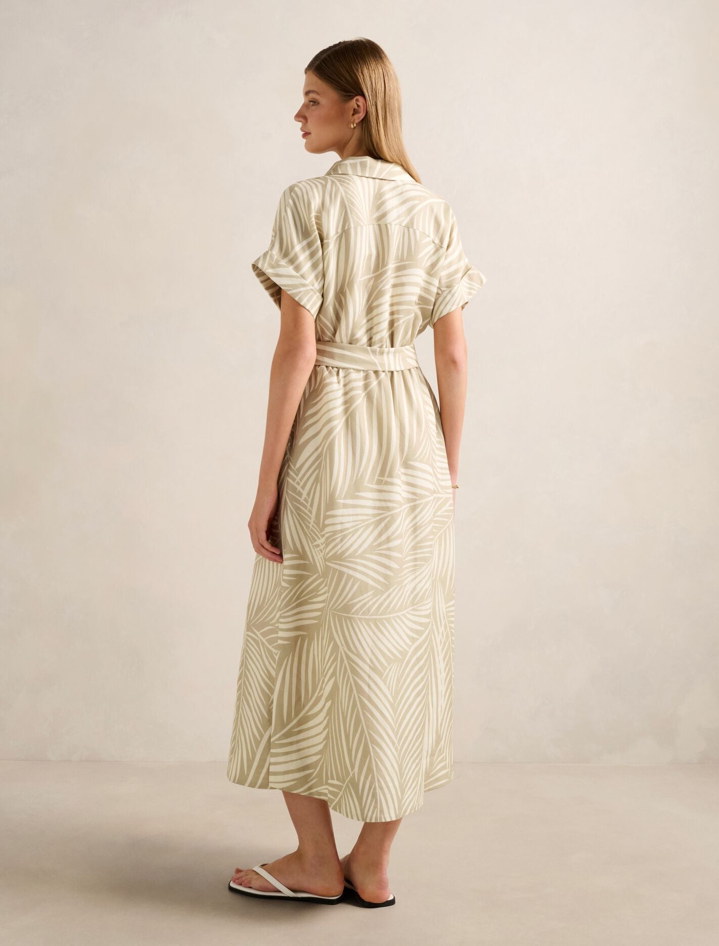 Hilary Belted Linen Midi Dress