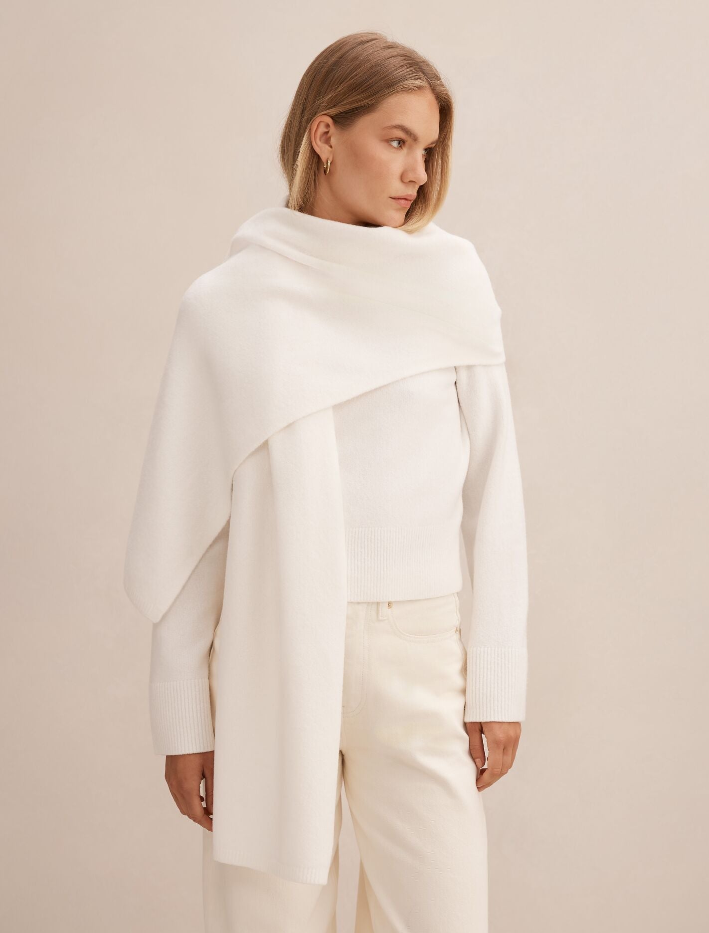 Melody Scarf Detail Sweater Cream | Forever New
