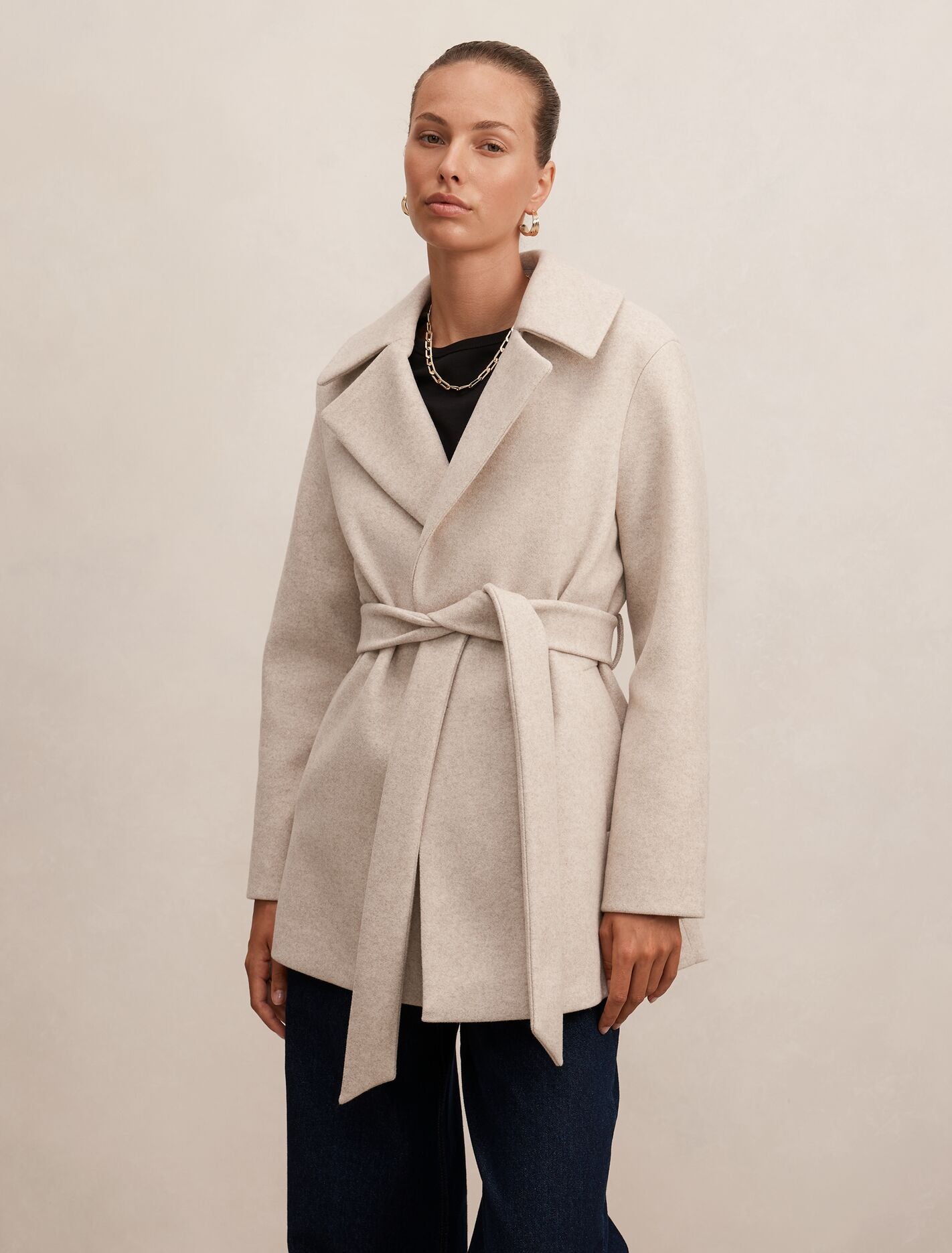 Sabrina Short Wrap Coat Mink | Forever New