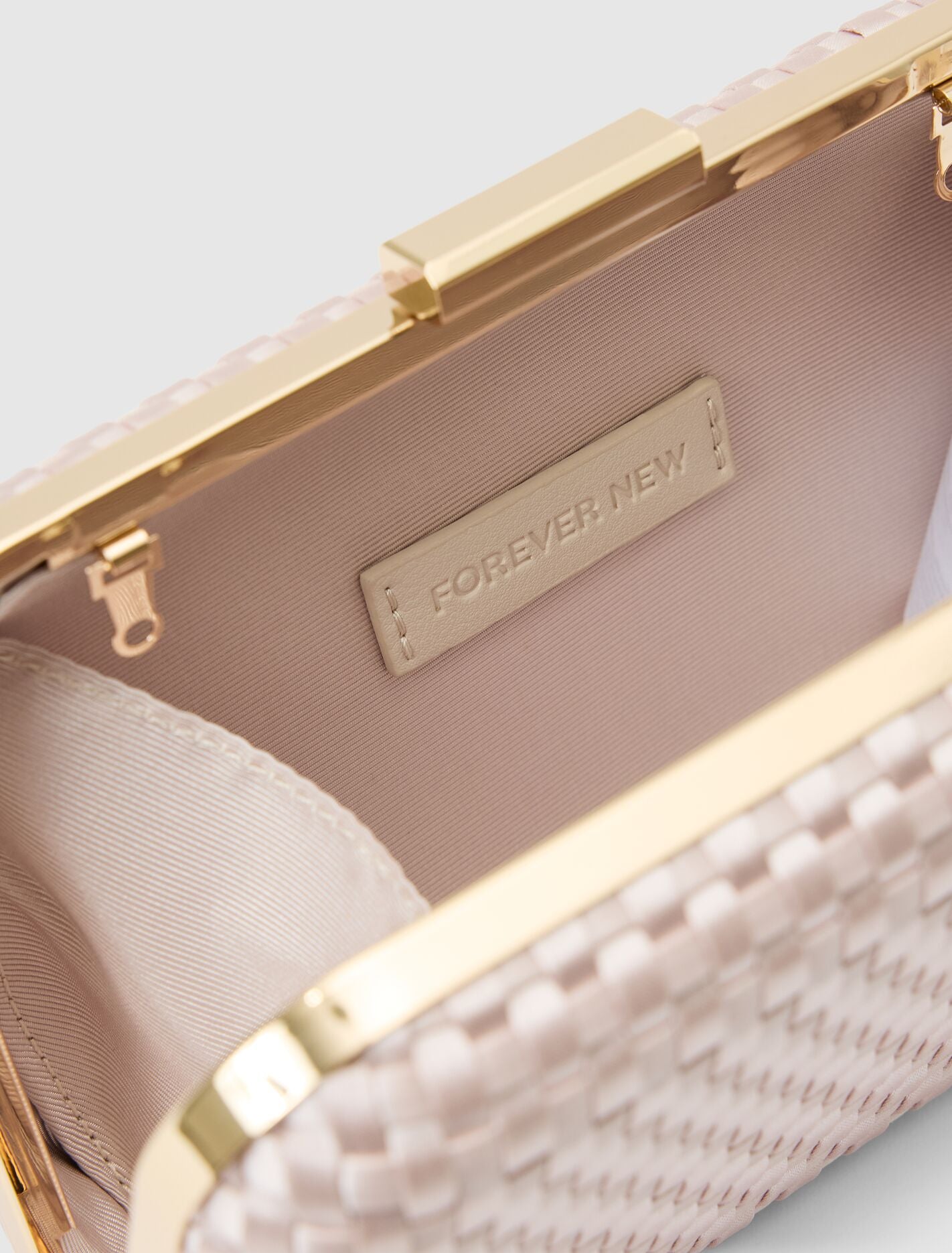 Savannah Satin Weave Hardcase Clutch Forever New