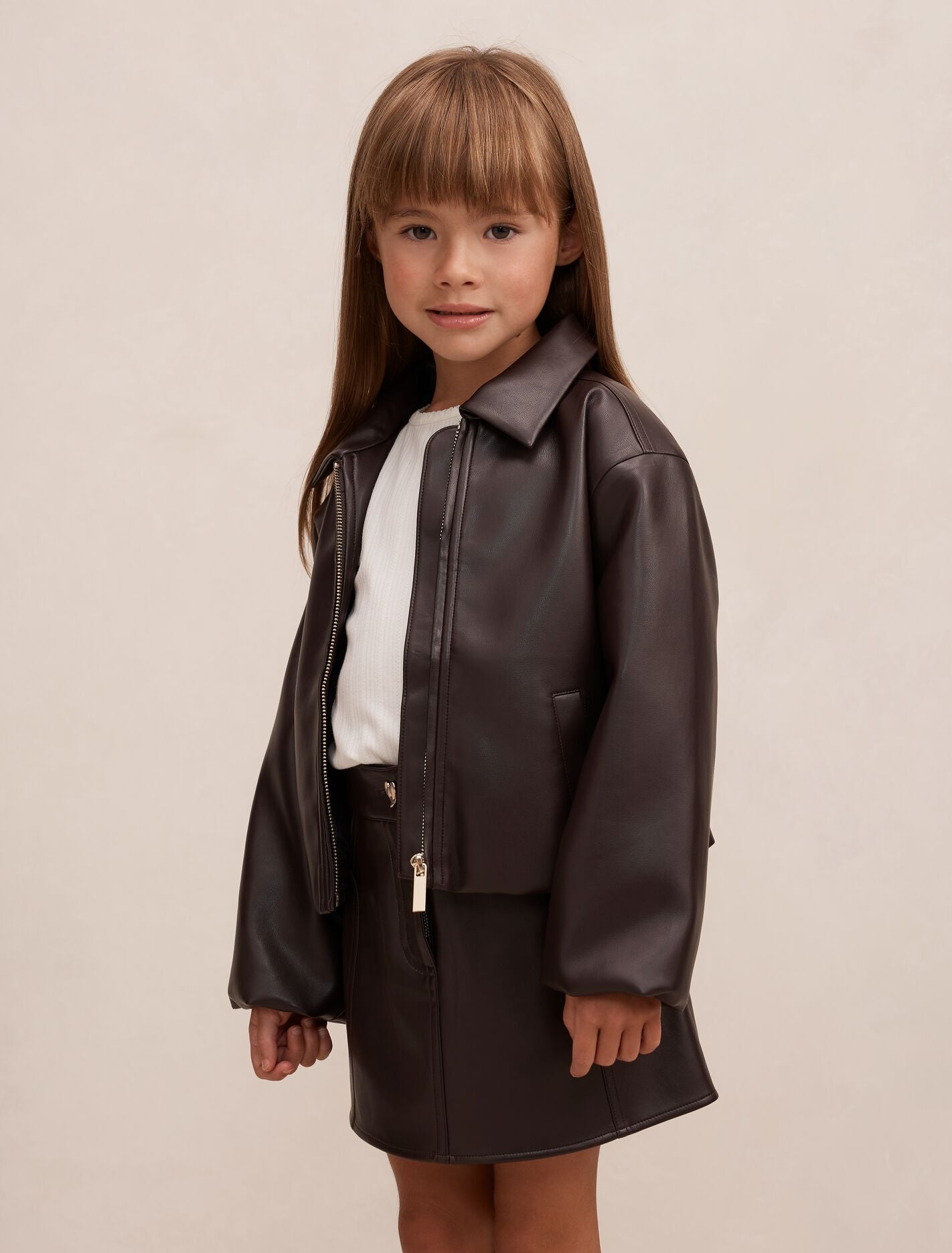 Laura Girls Faux Leather Bomber Jacket Forever New