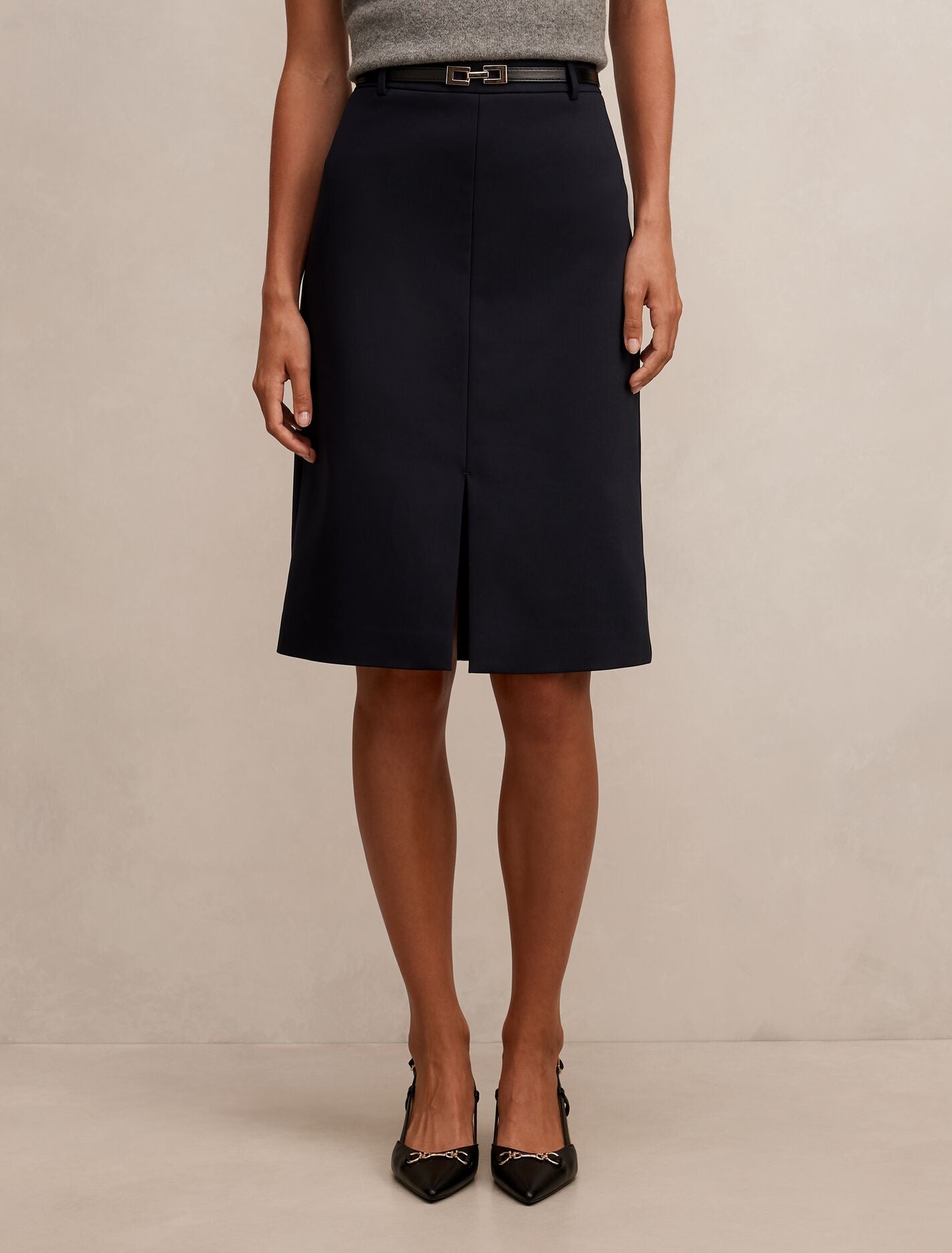 Lucy Belted Pencil Skirt Navy Forever New