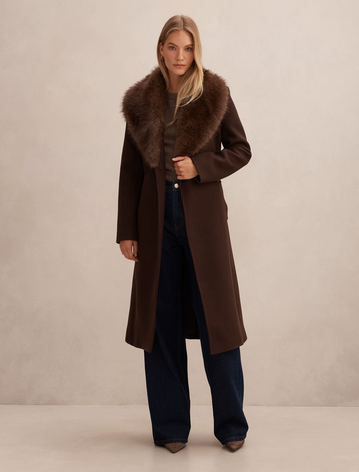 Shelby Faux Fur Collar Coat Forever New