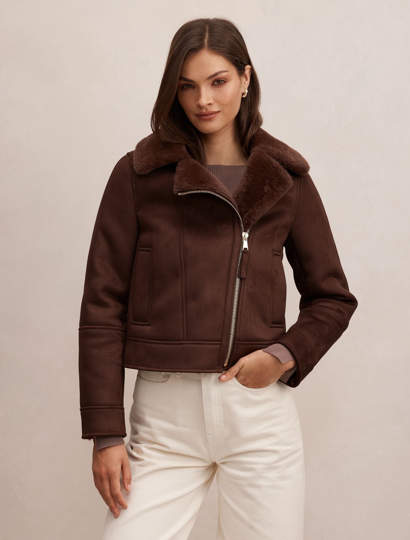 Juniper Aviator Jacket Chocolate Forever New