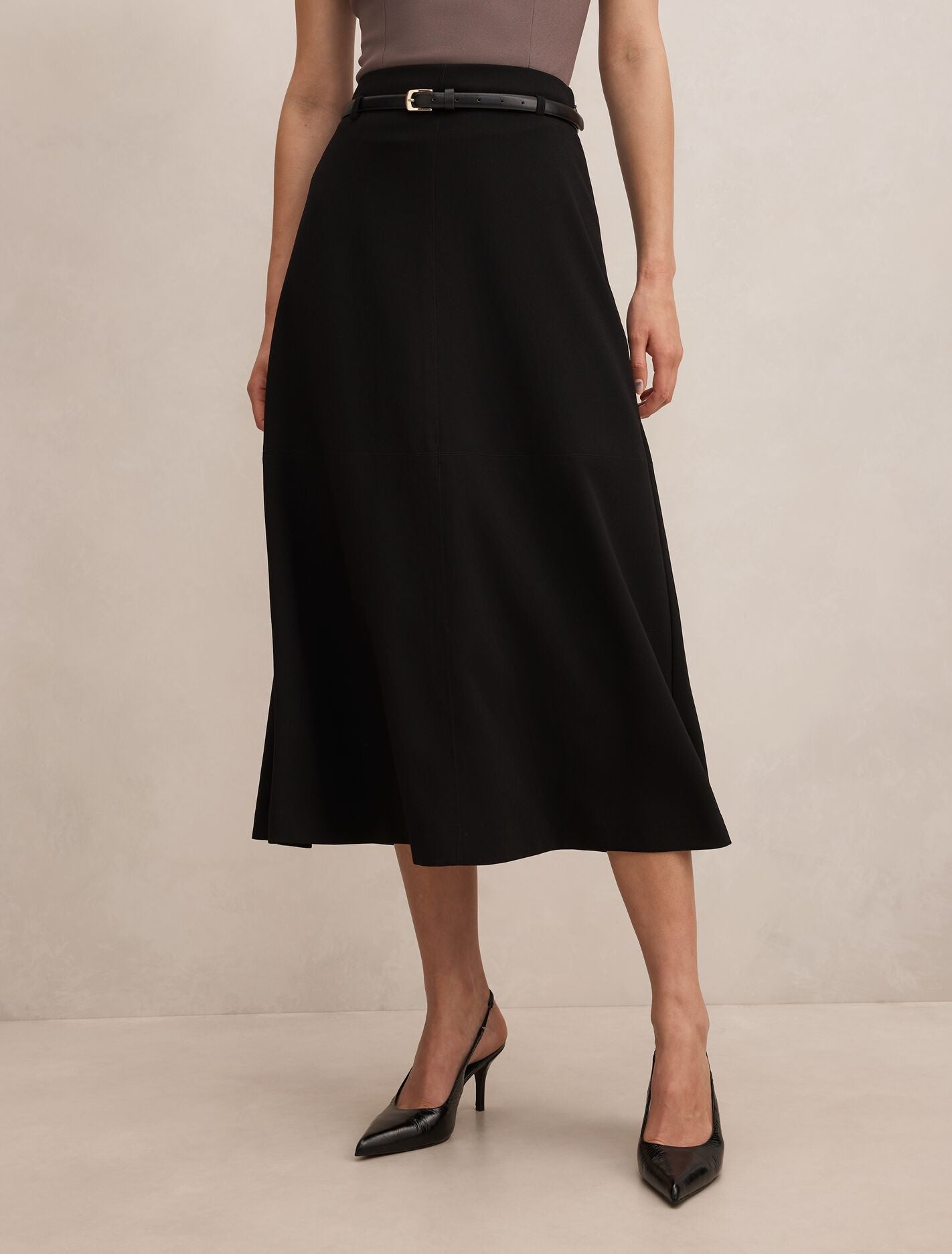 Millie Belted Midi Skirt Black | Forever New