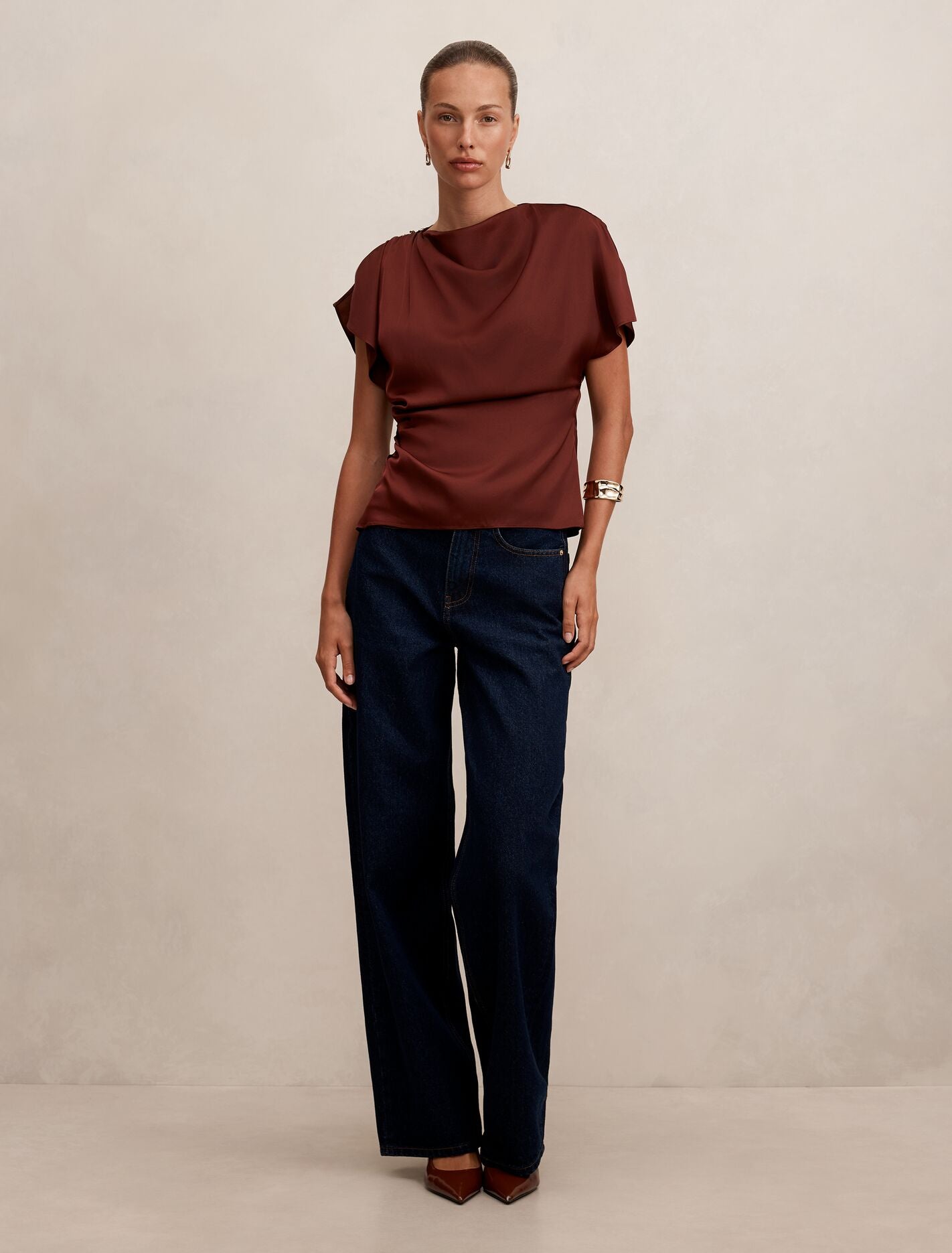 Daya Drape Satin Top Forever New