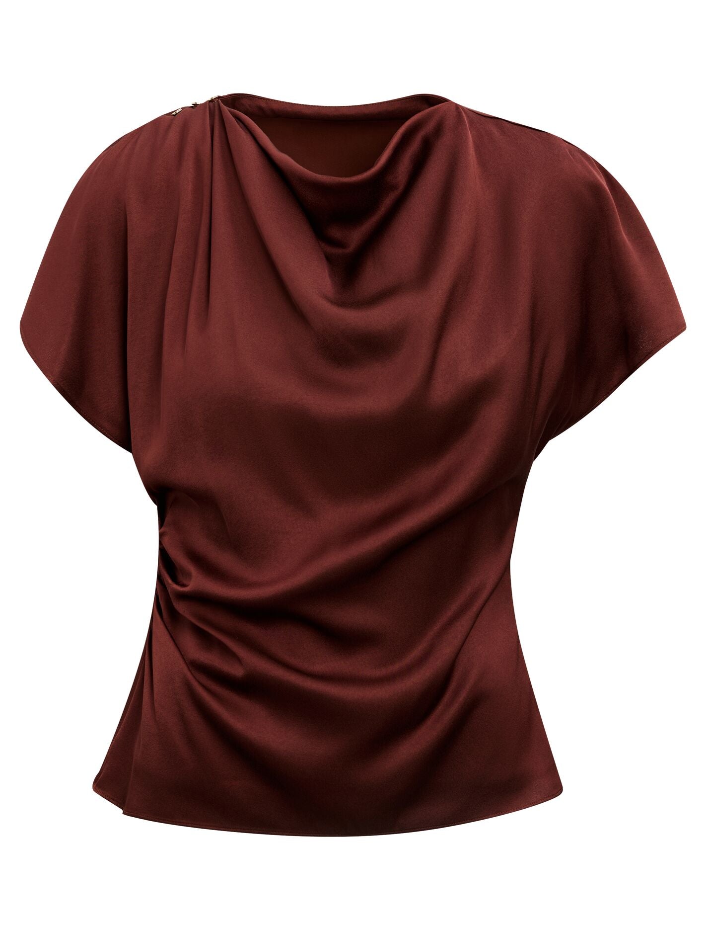 Daya Drape Satin Top Deep Rust T Forever New