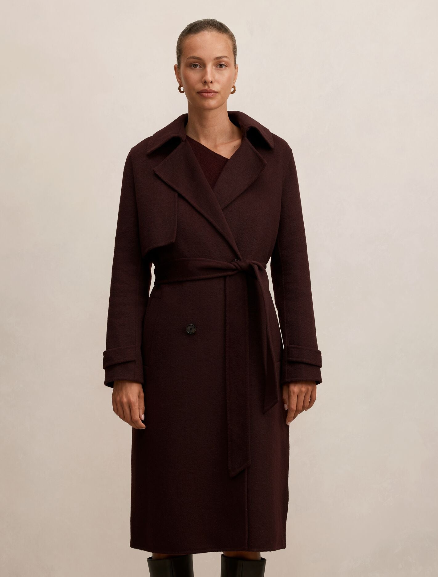 Bronte Felled Coat Aubergine Set | Forever New