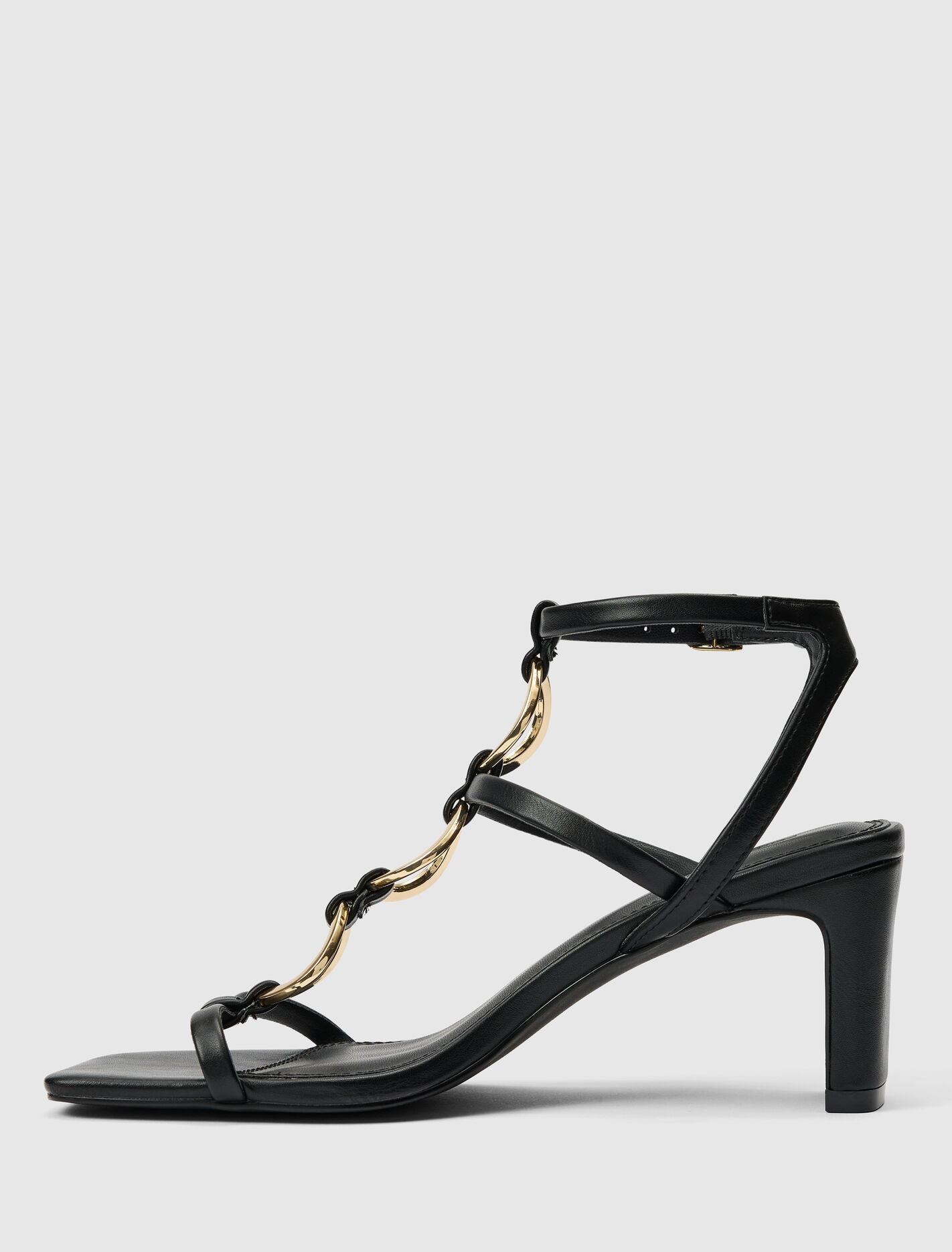 Gracie Ring Detail T Bar Strappy Sandal Heel Forever New