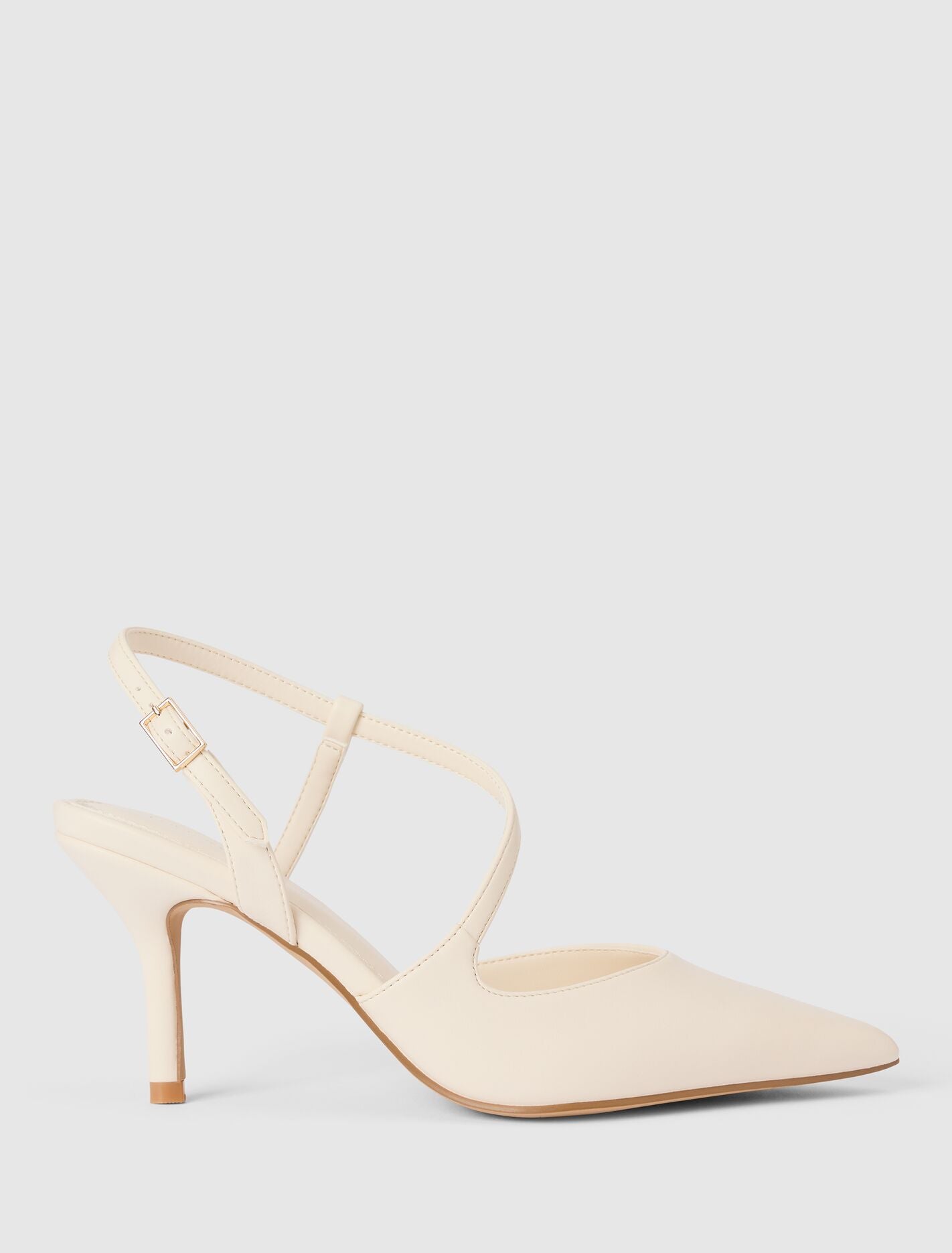 Lisa Asymmetrical Strapping Detail Court Heel Ivory Forever New