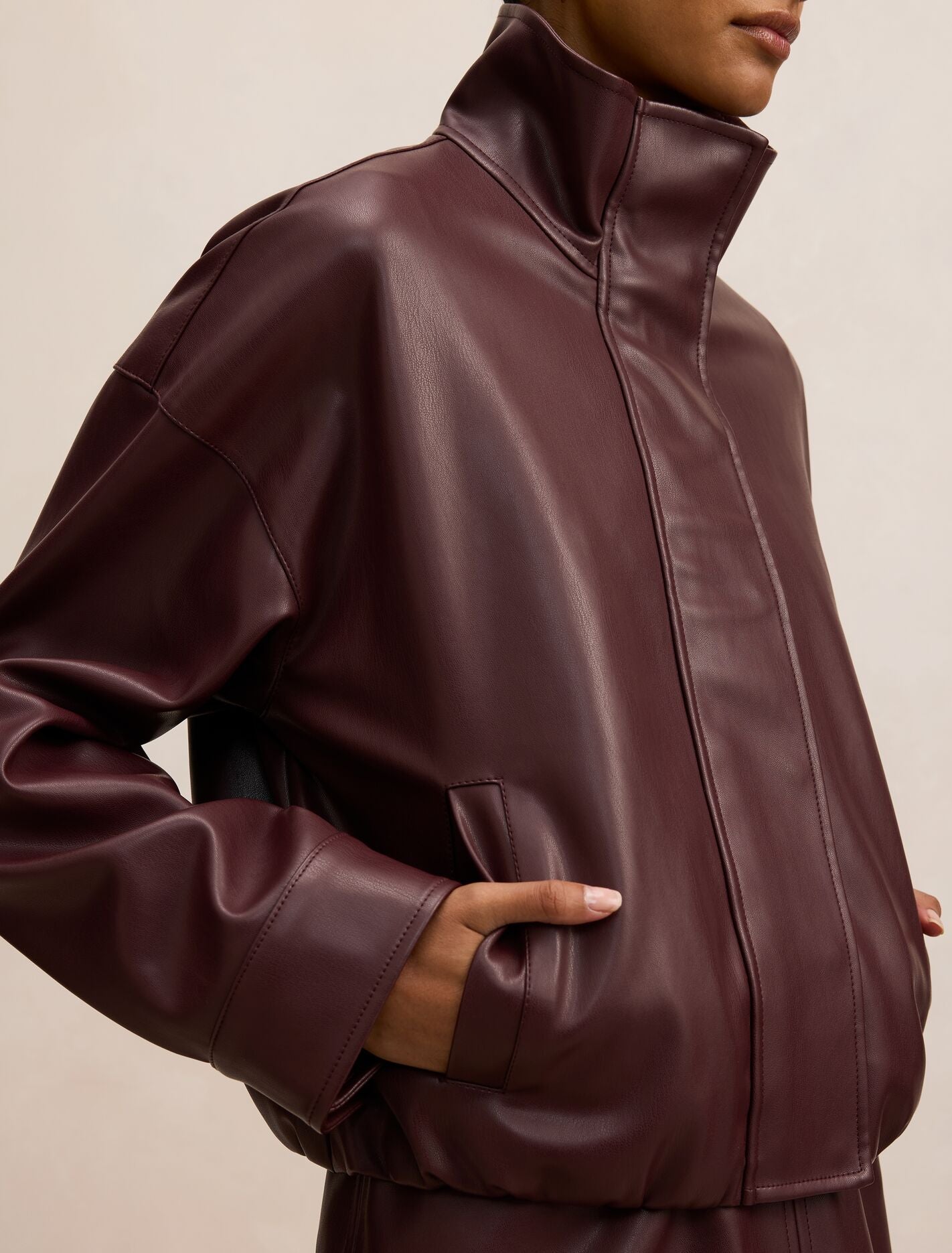 Jacquie Petite Pu Funnel Neck Coat Forever New