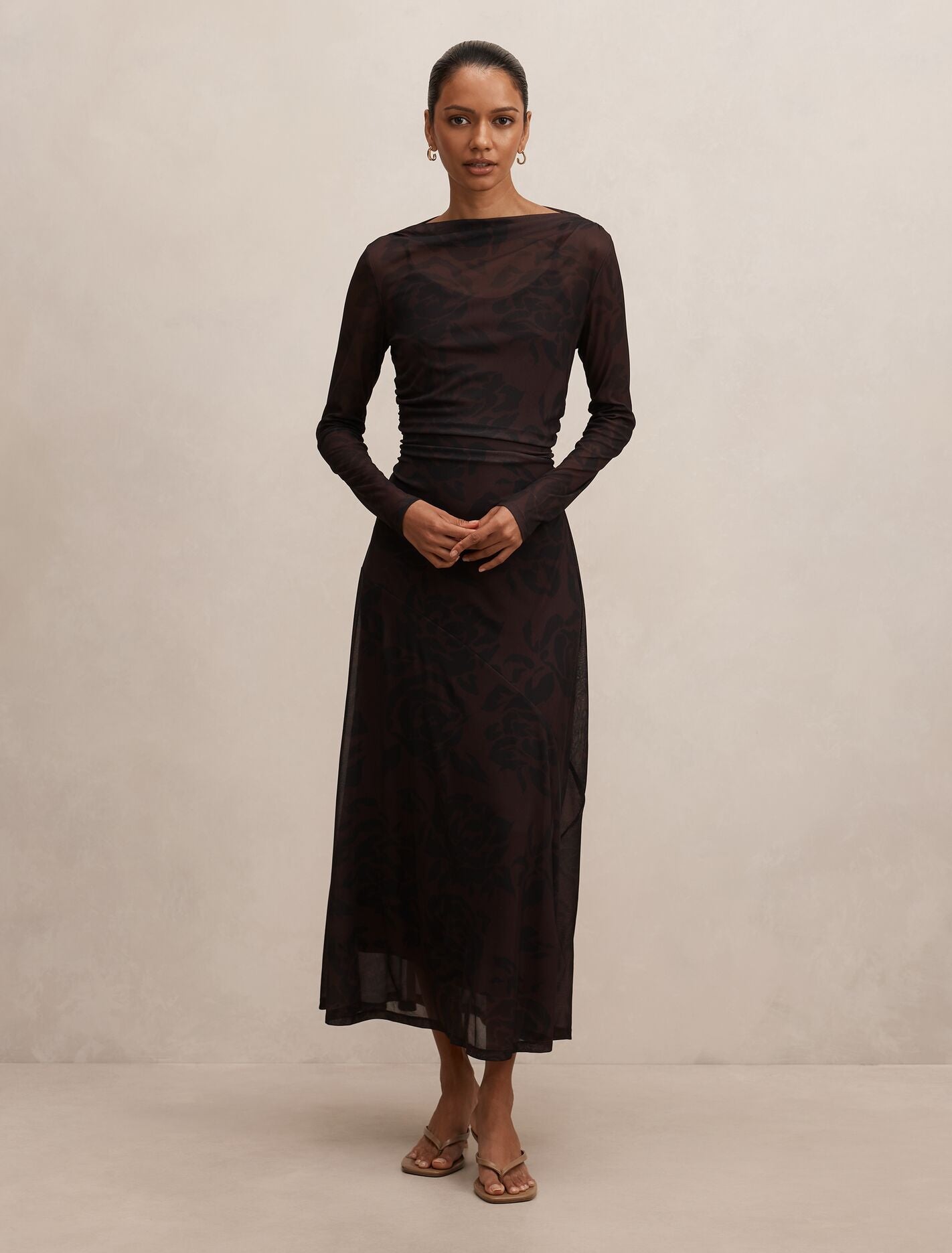 Georgia Petite Long Sleeve Midi Dress Floral | Forever New