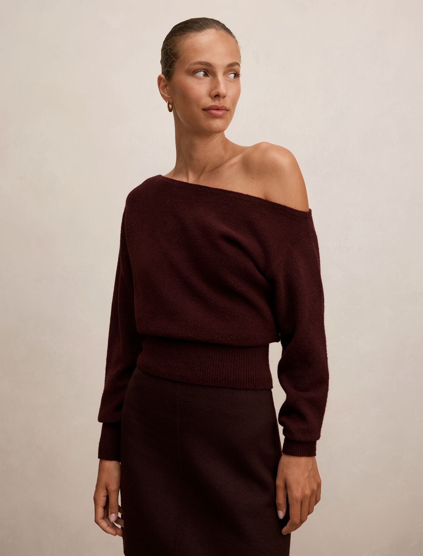 Emerson Asymmetric Sweater Midnight Plum Forever New