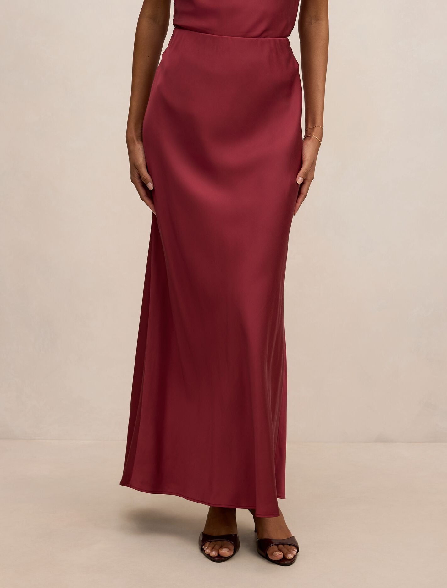 Skyler Petite Satin Maxi Skirt Ruby Wine Co-Ord Forever New