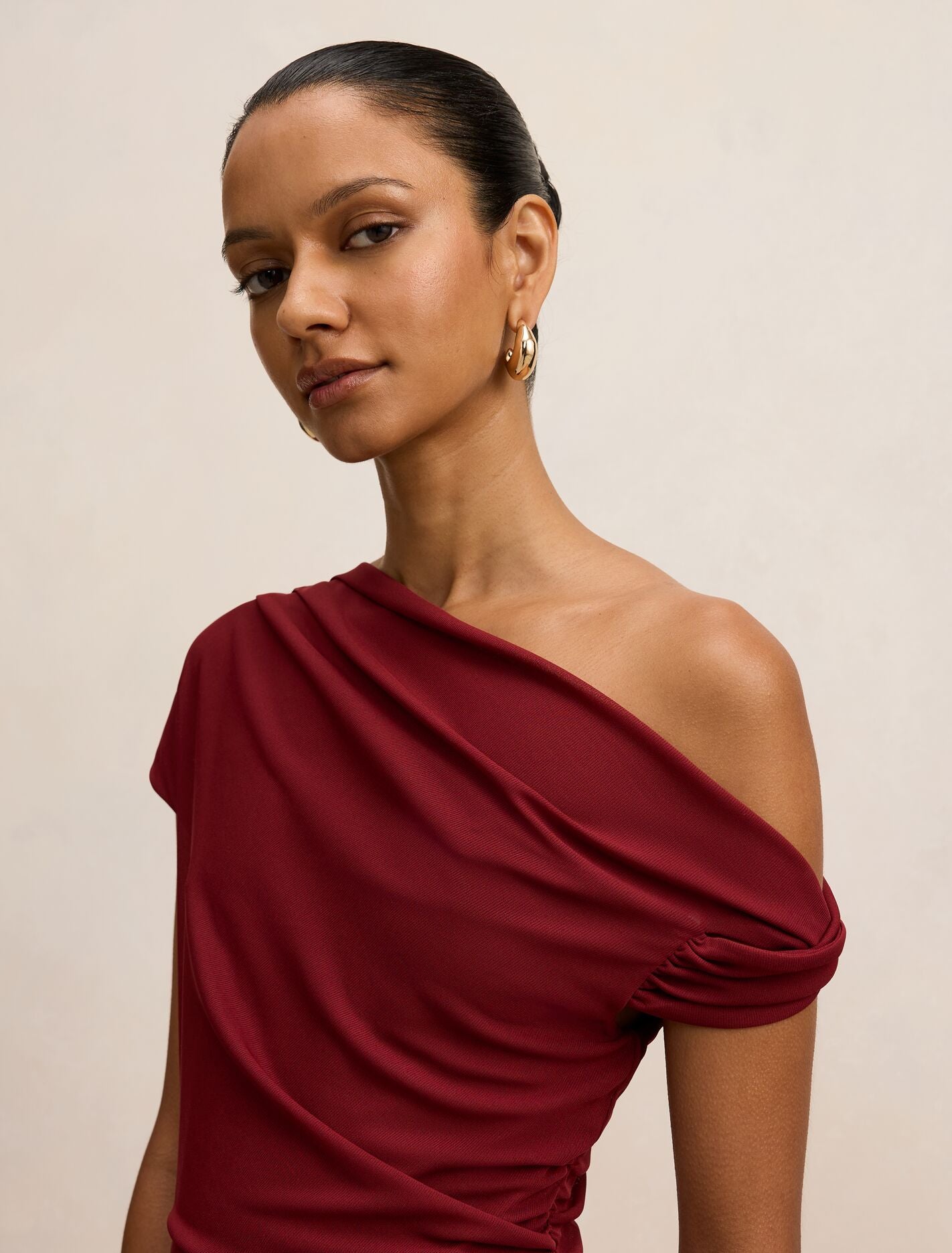 Paris Petite Draped Mesh Midi Dress Forever New