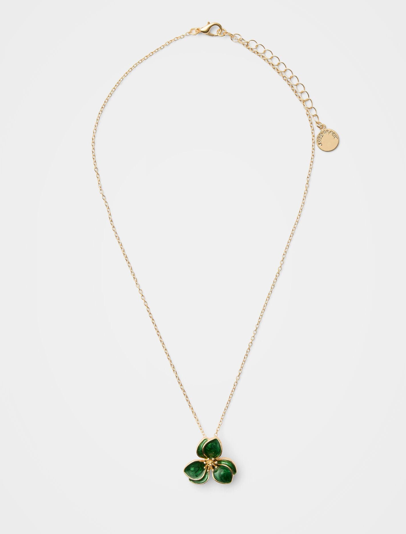 Edith Enamel Flower Necklace 0 Gold Green Forever New