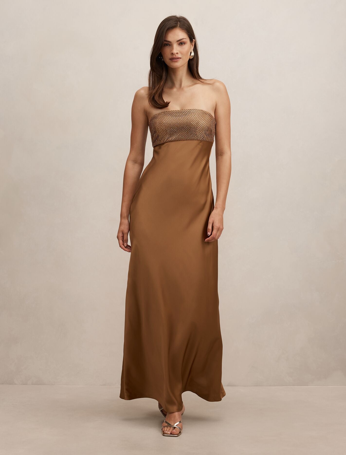 Amina Embellished Satin Maxi Dress Amina Embellished Satin Maxi Dress