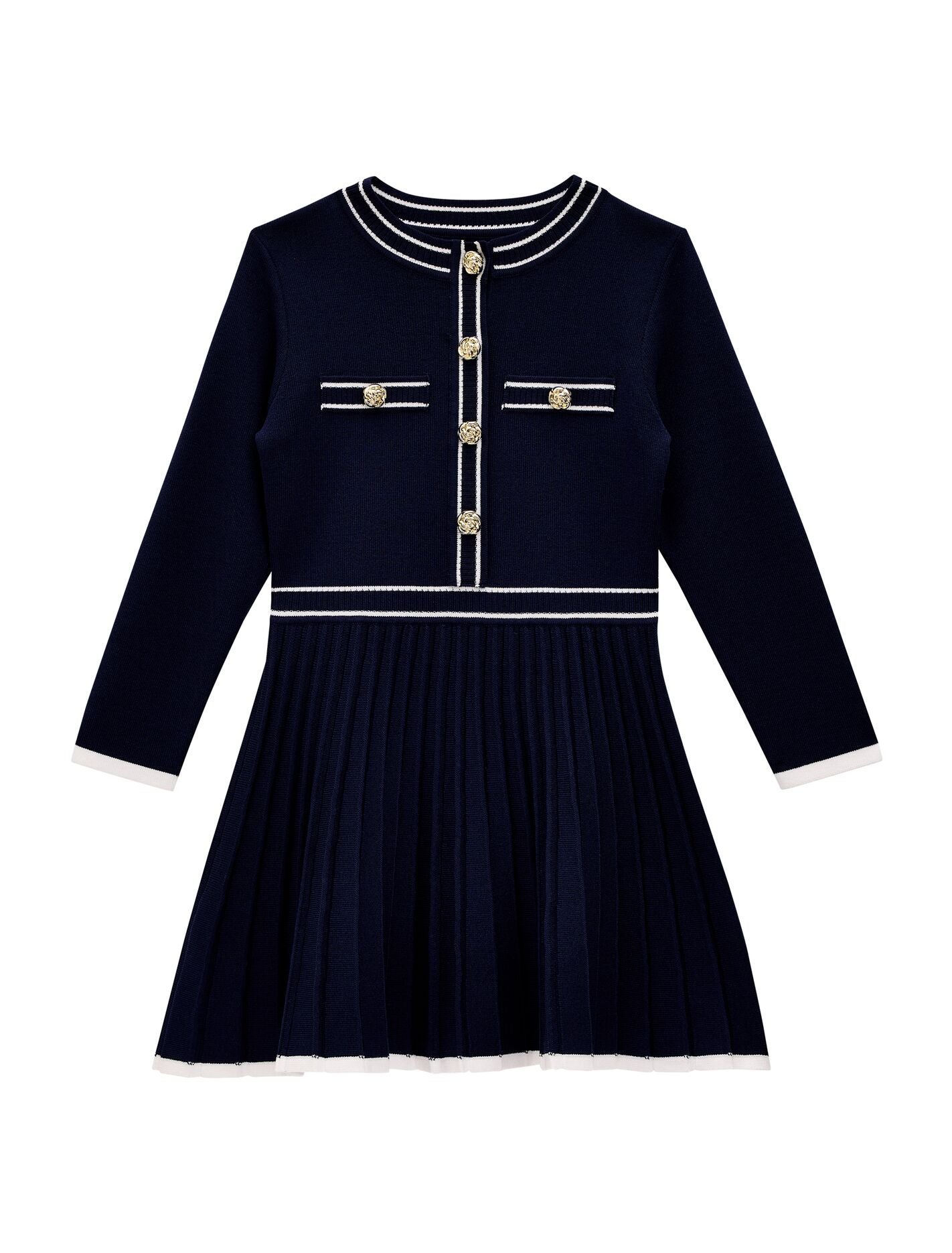 Serena Girls Pleated Knit Dress Forever New