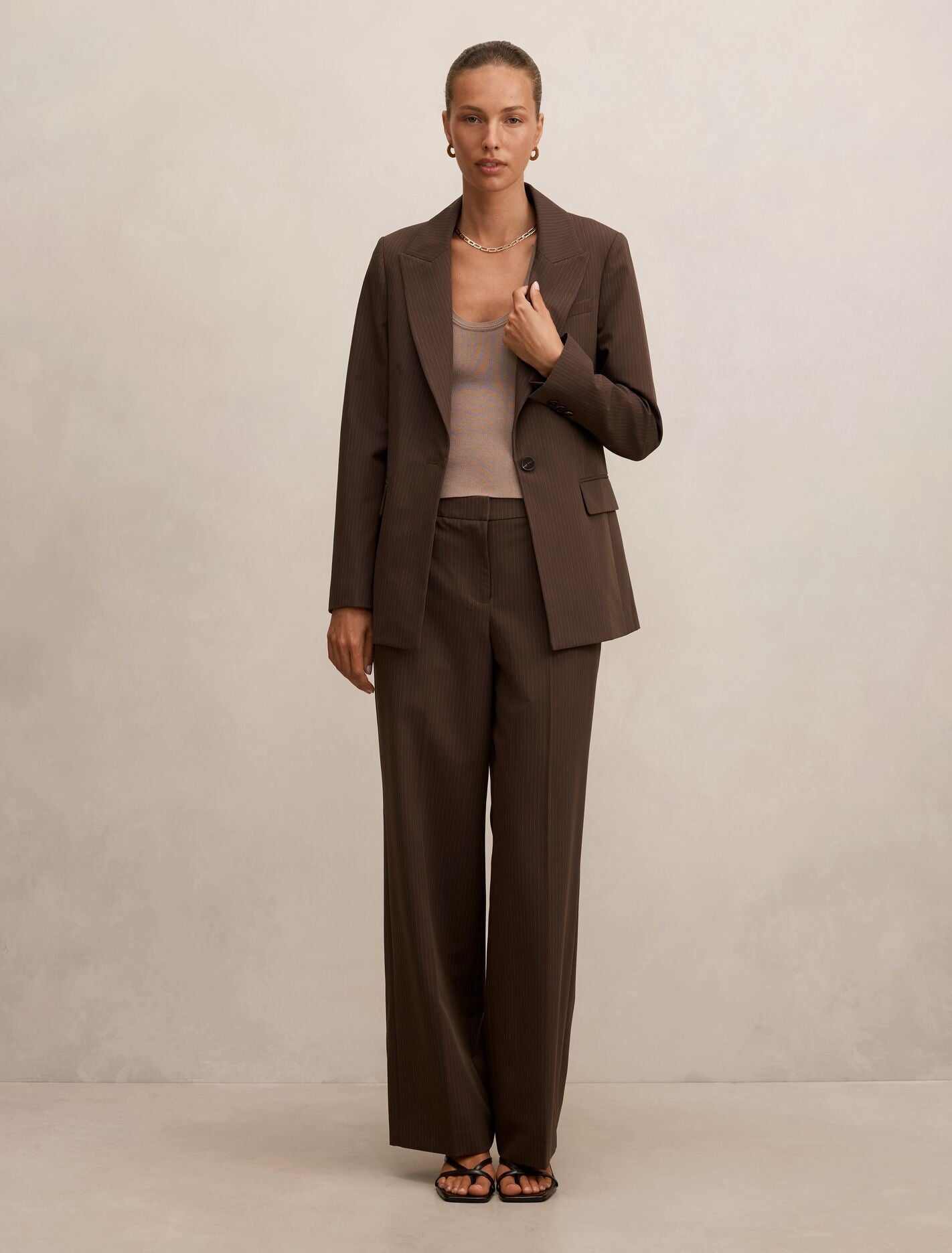 Bree Pinstripe Single Breasted Blazer Forever New