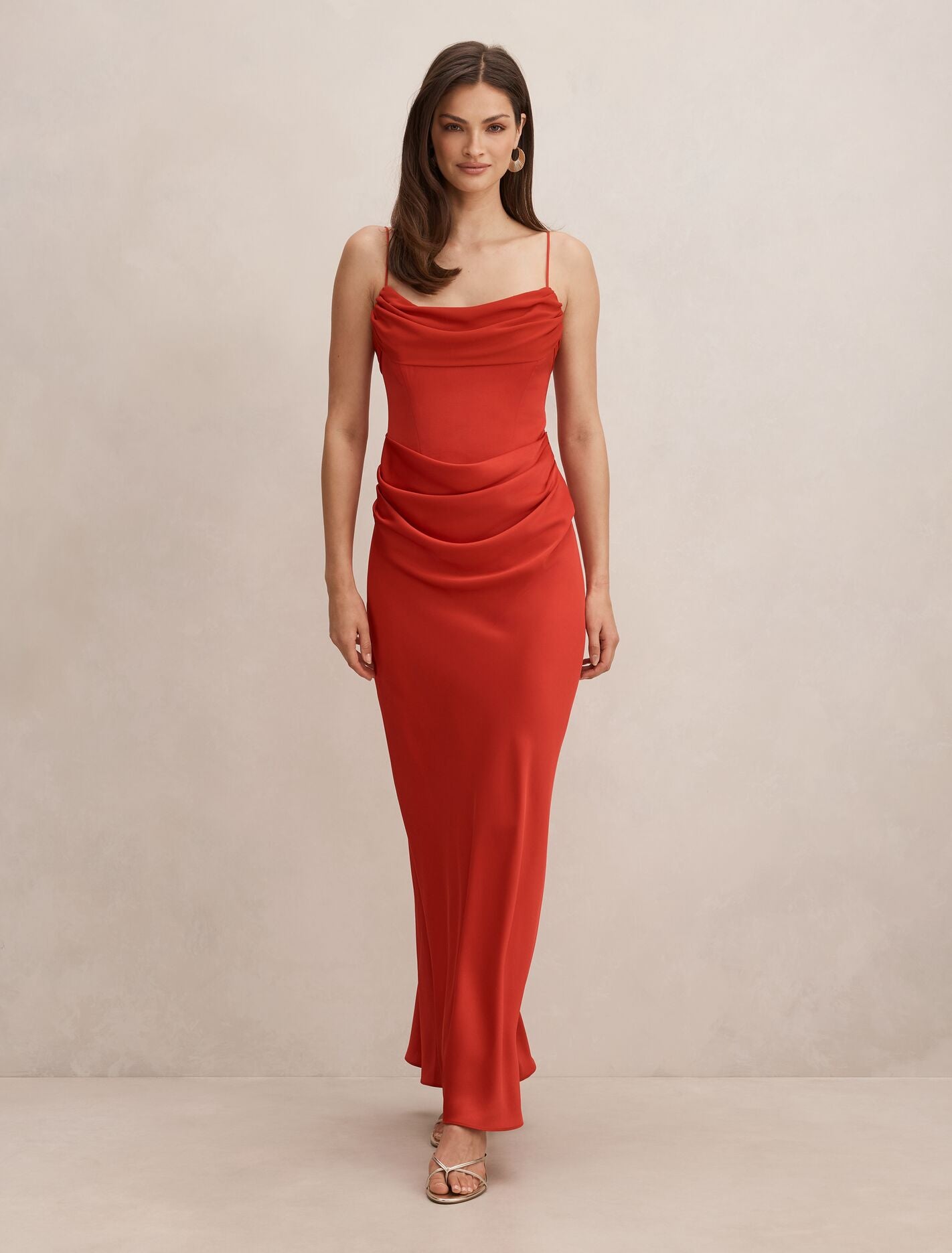strapless open back dress Claudia Strappy Corset Maxi Dress Red