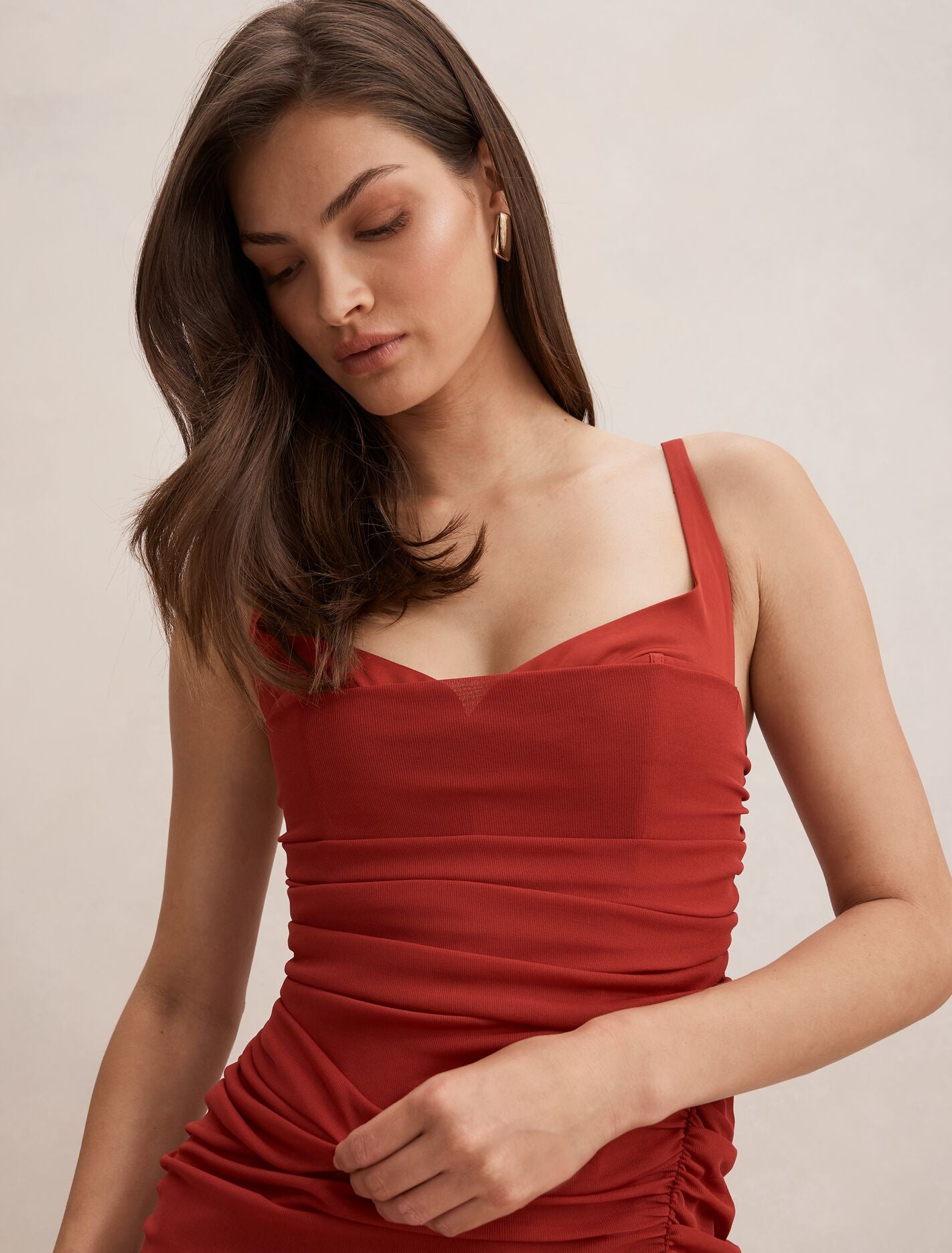 Evie Ruched Mesh Bodycon Dress Forever New