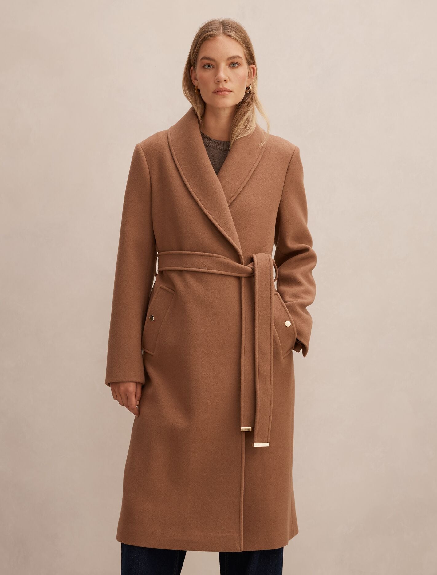 Clarissa Wrap Coat Dark Camel Forever New