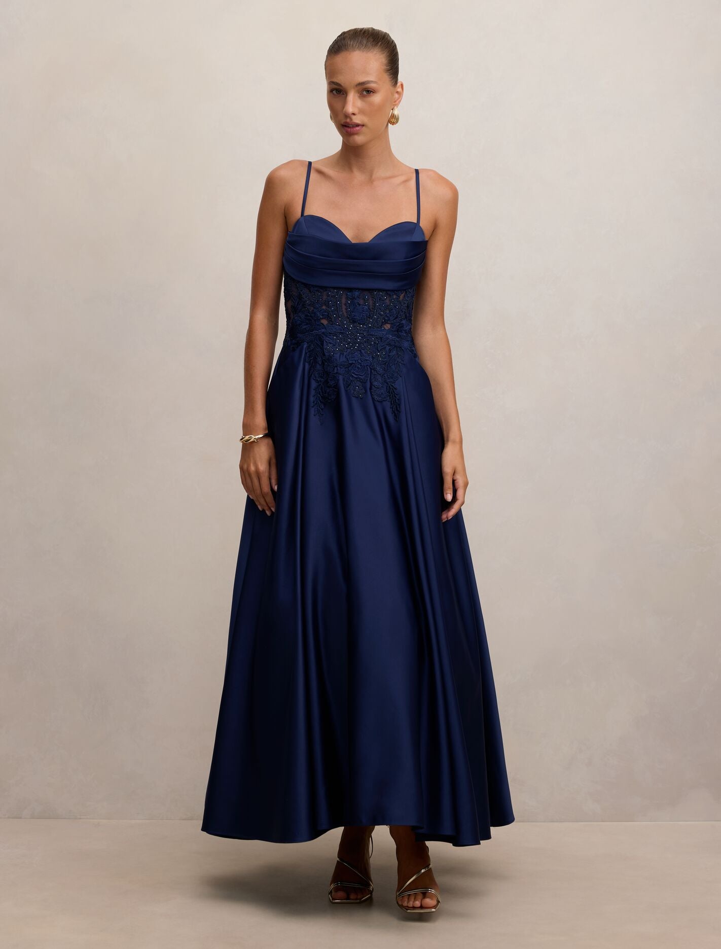 cotton tiered dress Avaleen Strappy Corset Dress Navy
