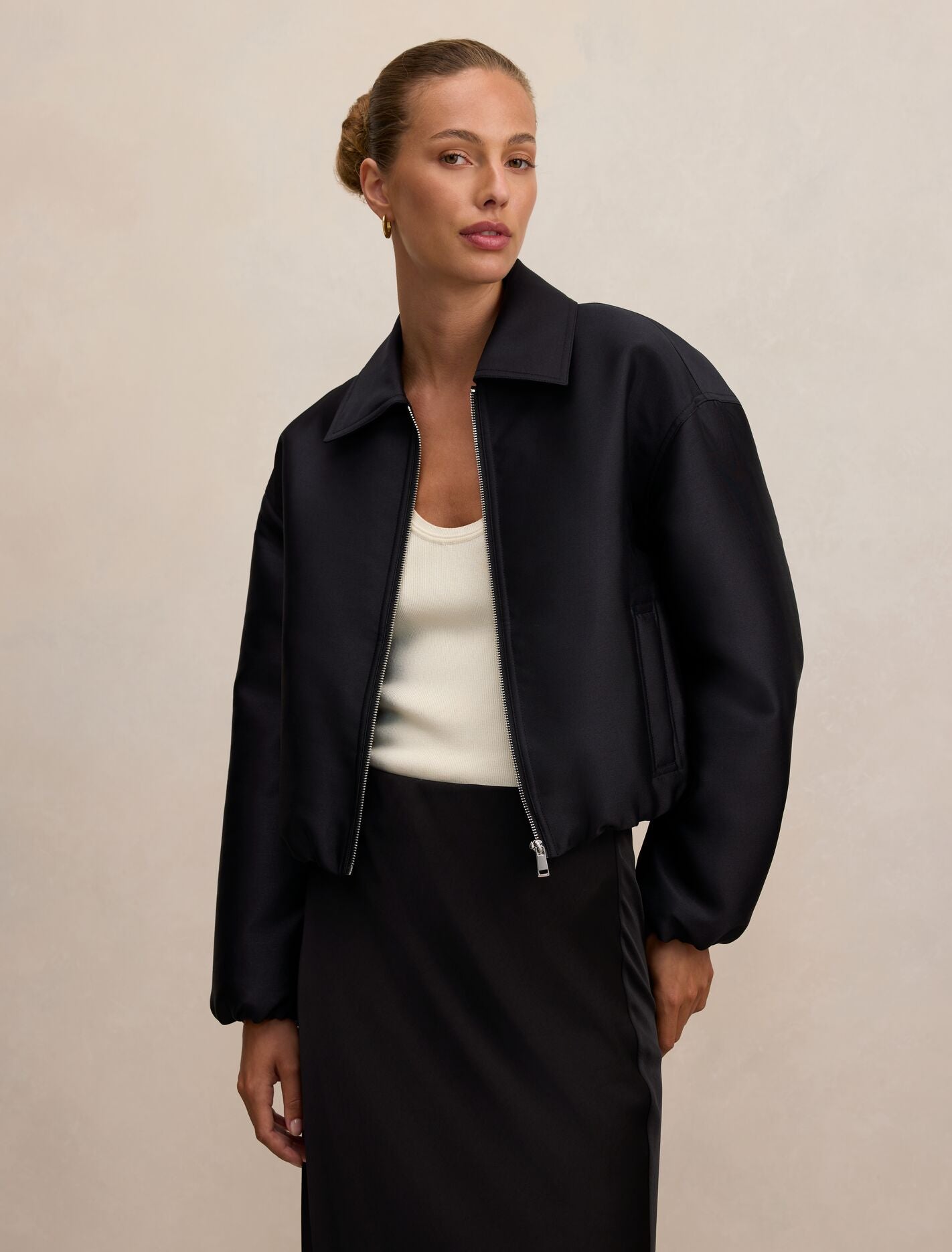 Everly Satin Bomber Jacket Forever New