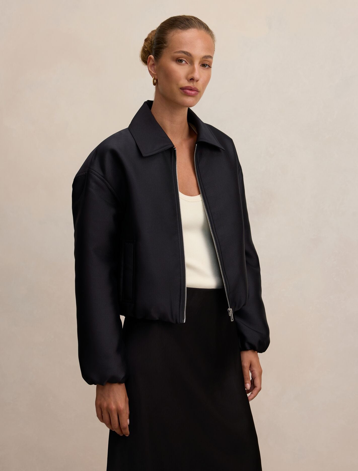 Everly Satin Bomber Jacket Forever New
