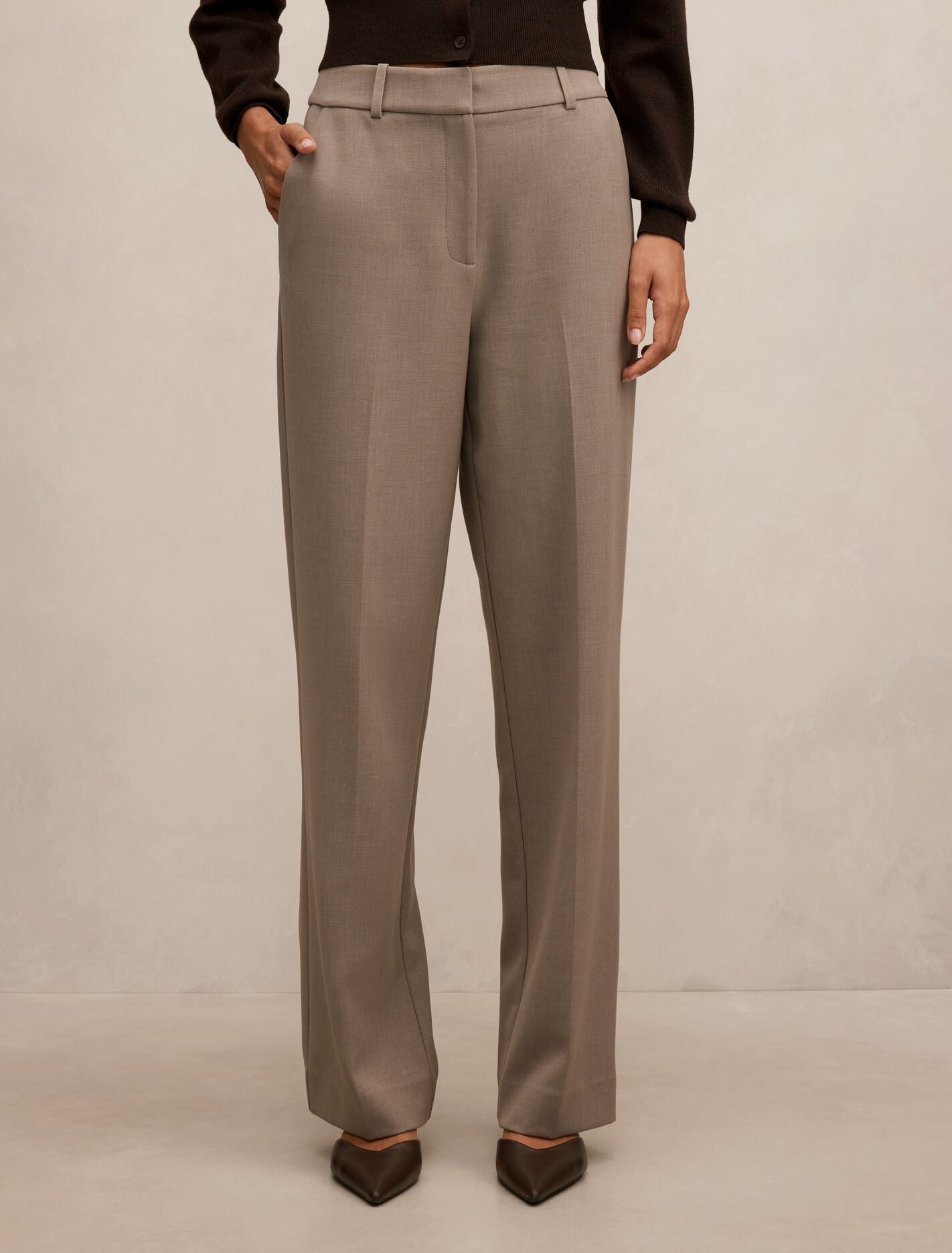 Ada Straight Leg Pants Taupe Marle | Forever New