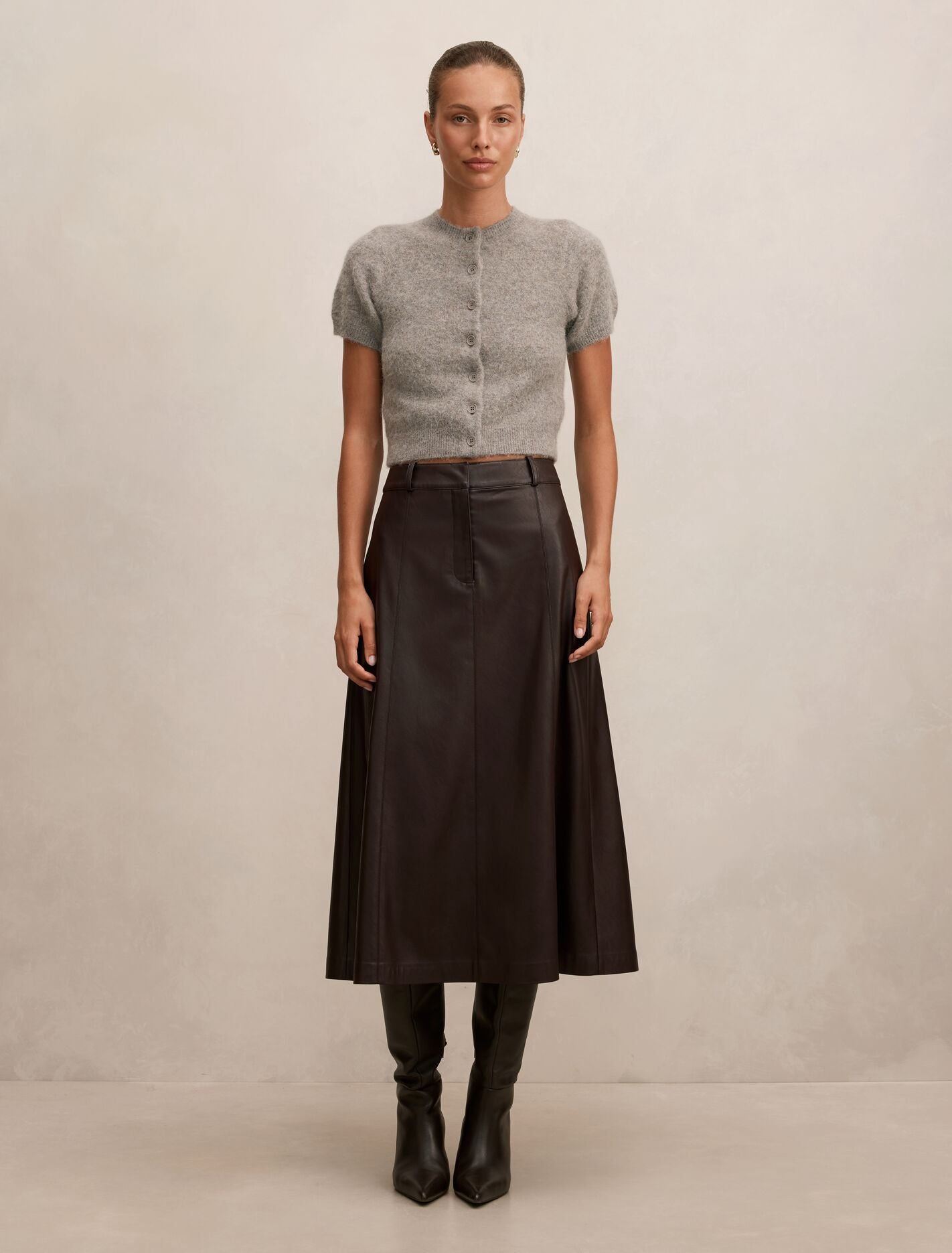 Isla Vegan Leather Midi Skirt Forever New