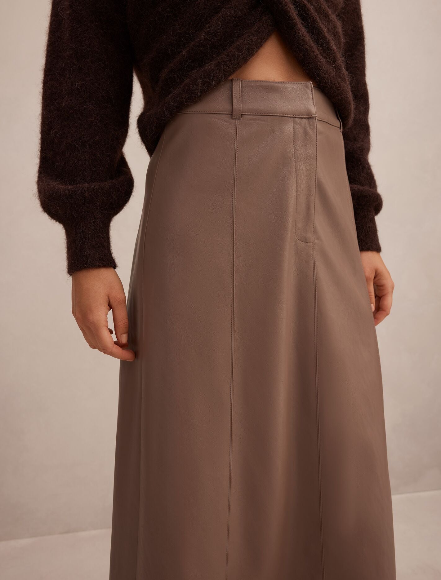 Isla Vegan Leather Midi Skirt Forever New