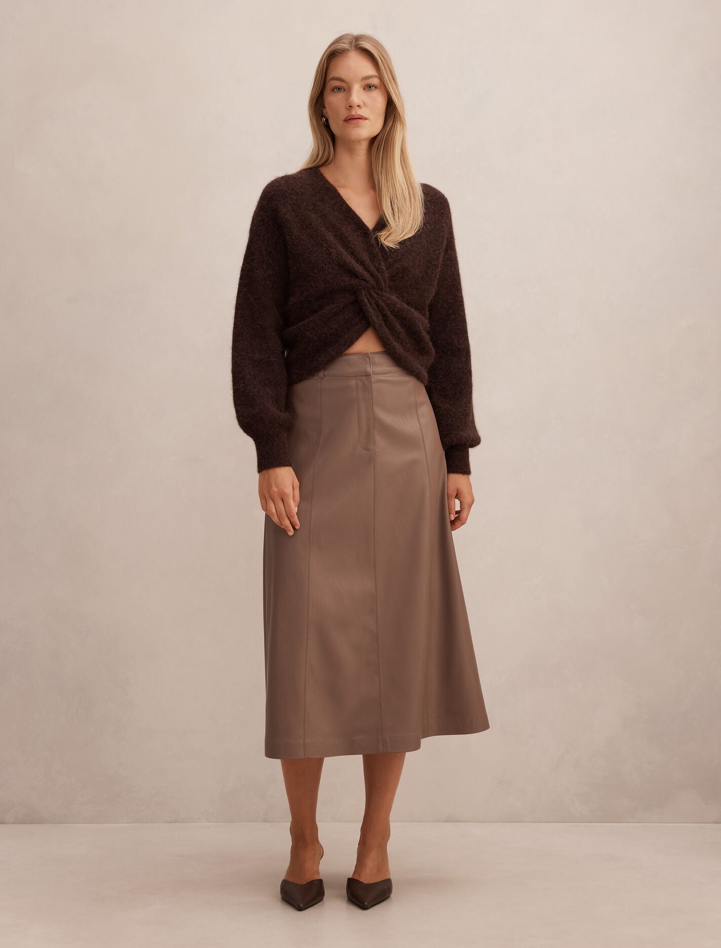 Isla Vegan Leather Midi Skirt Forever New