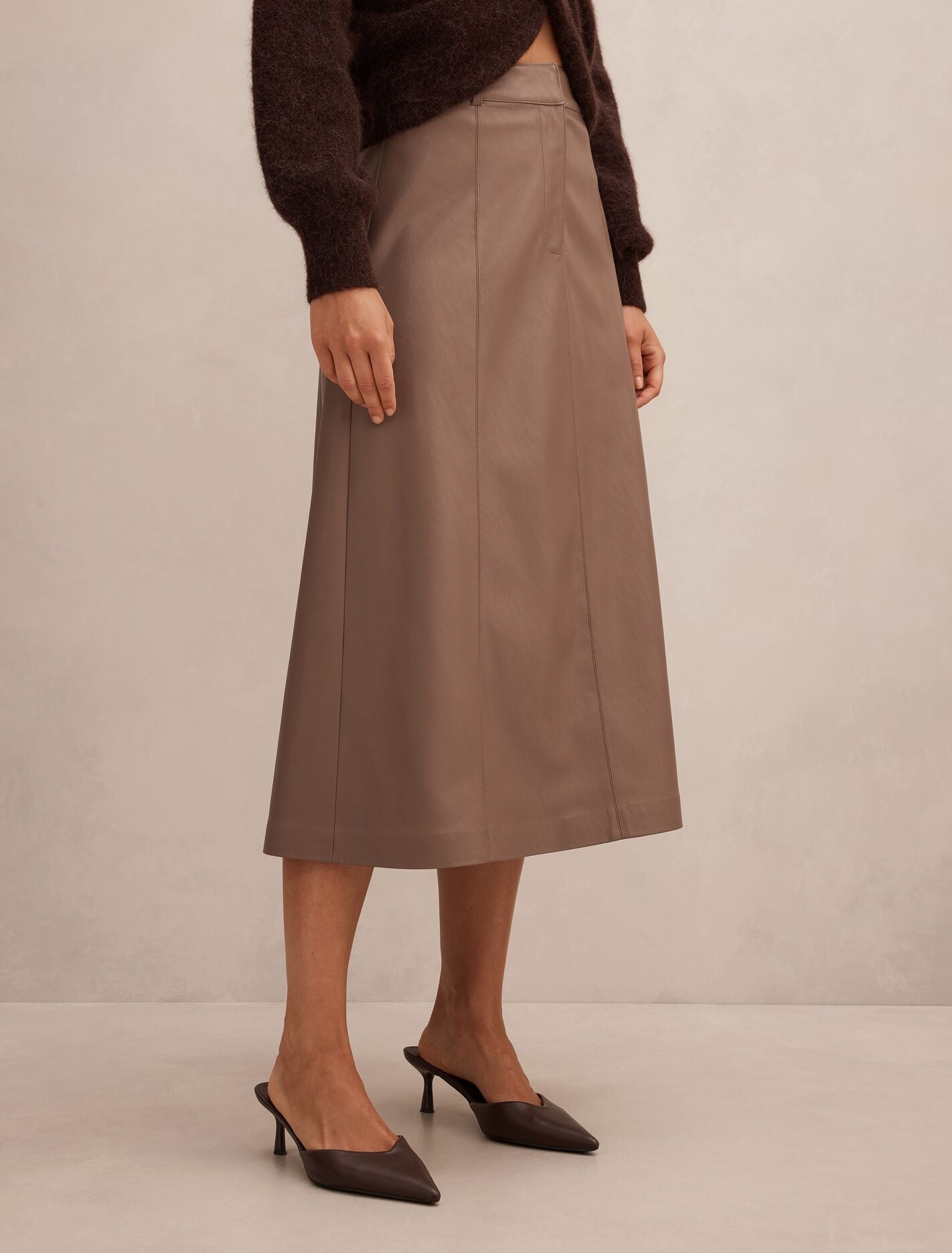 Isla Vegan Leather Midi Skirt Forever New
