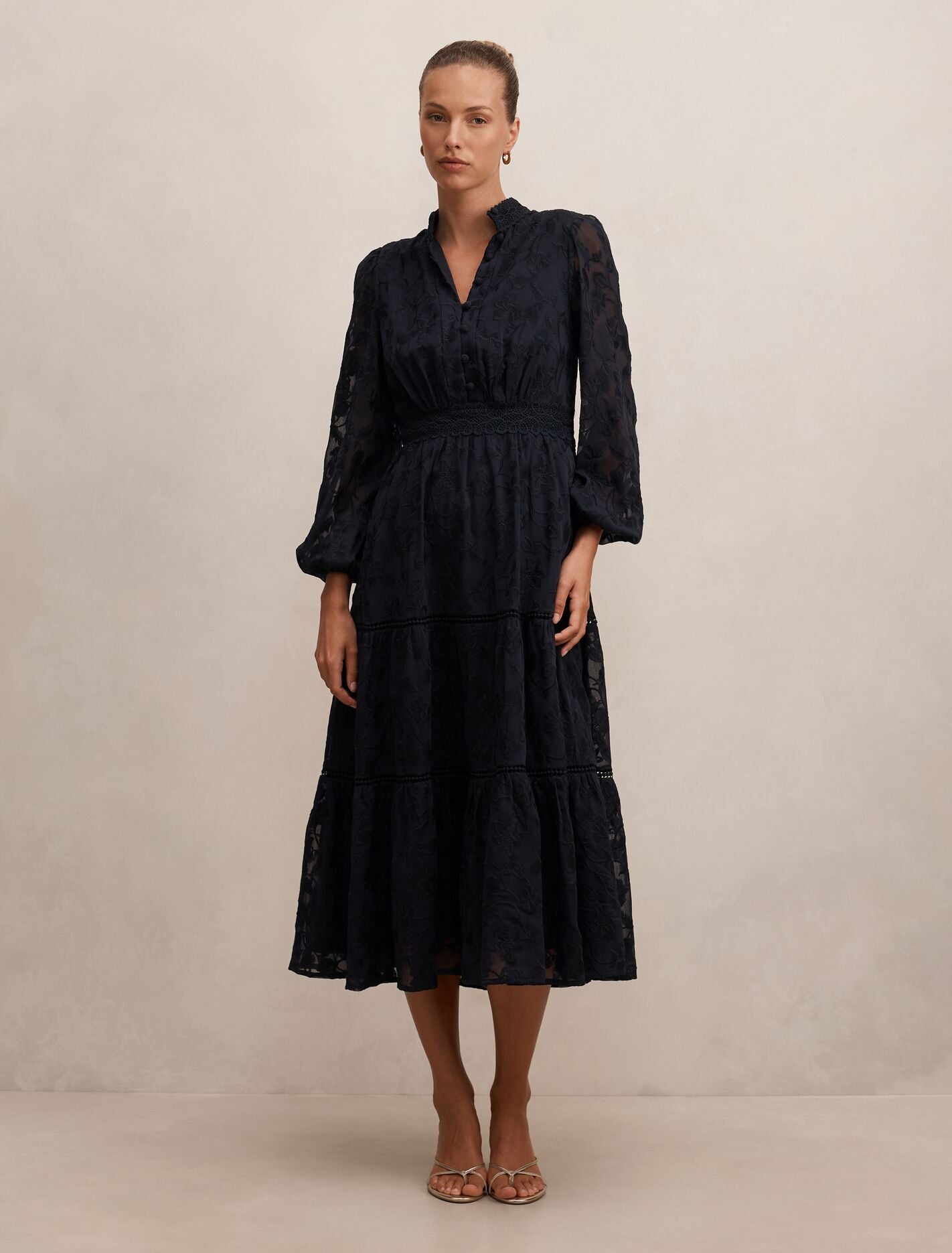 Nala Embroidered Midi Dress Navy | Forever New Nala Embroidered Midi Dress Navy | Forever New