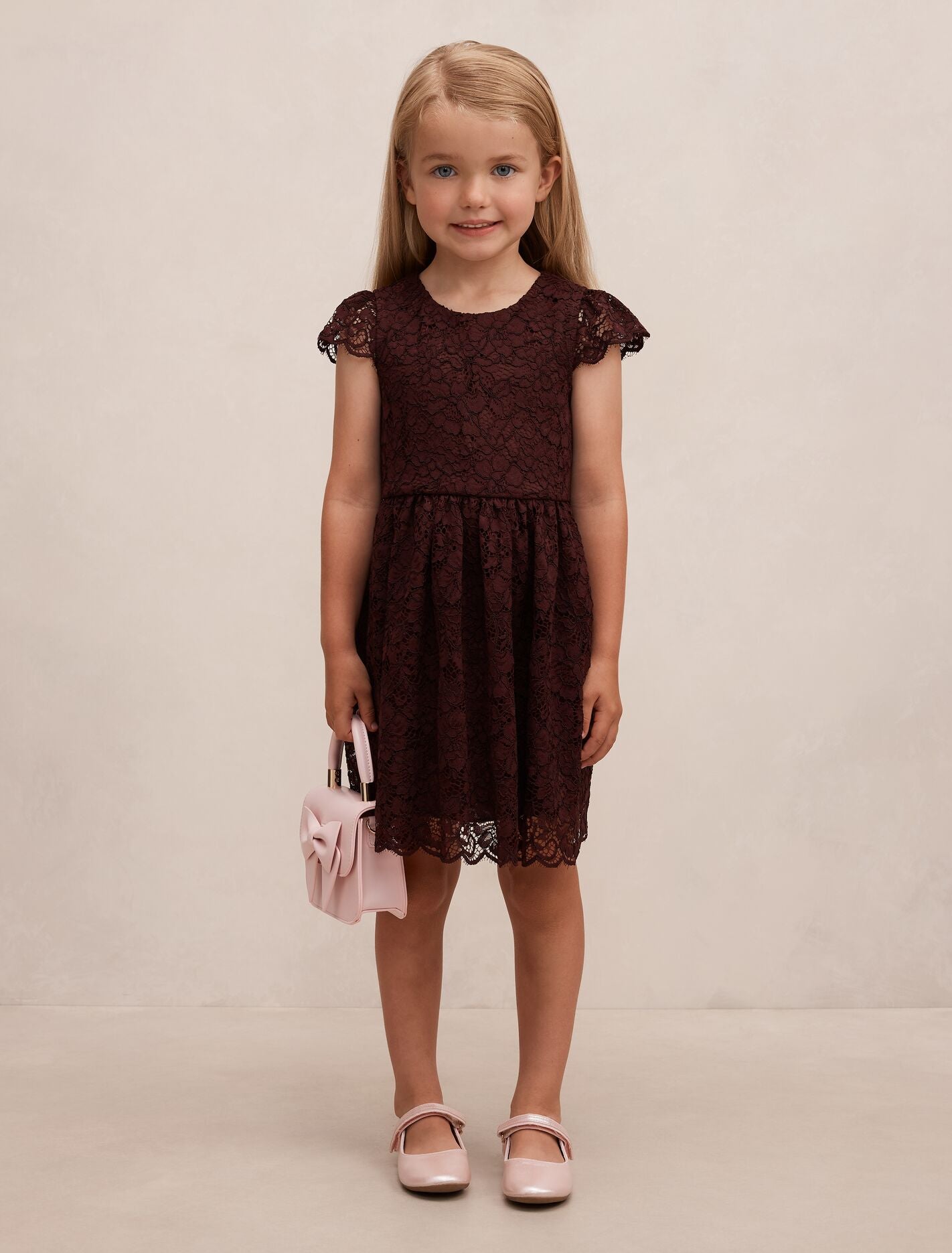 Opal Girls Lace Cap Sleeve Dress Berry Forever New
