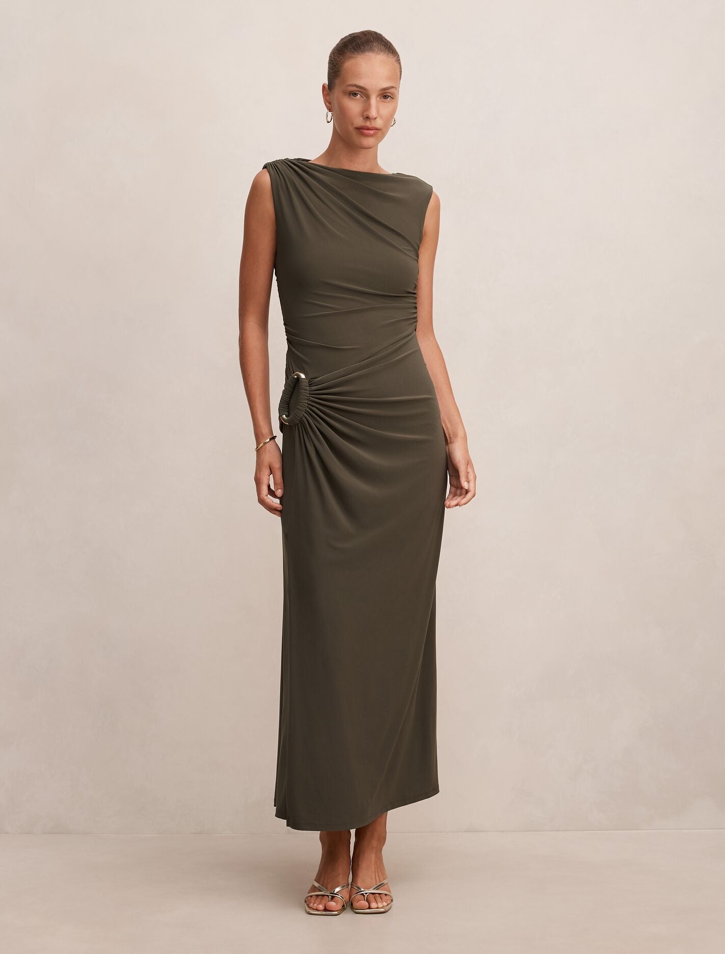 Fiora Hardware Jersey Dress Forest Night