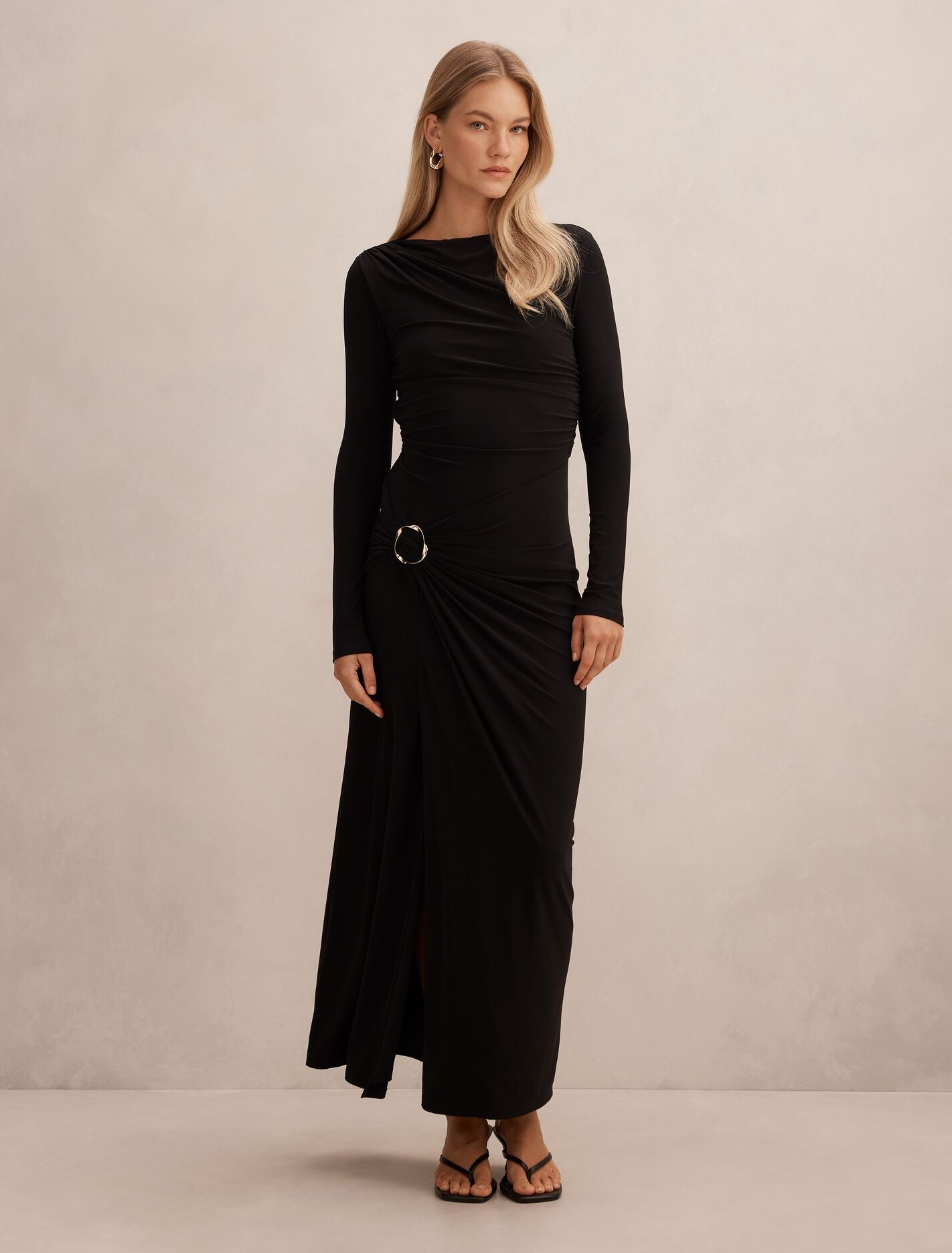 Kingsley Hardware Jersey Midi Dress Black Forever New