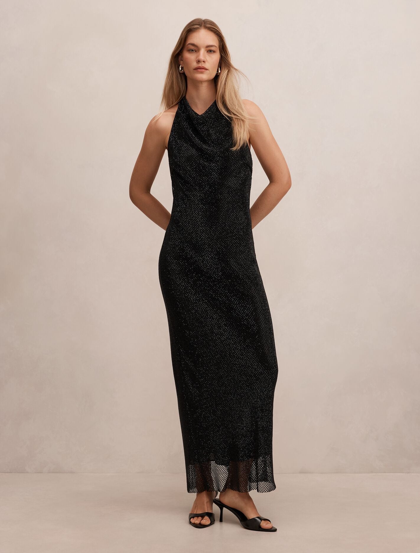 black diamante maxi dress Celestia Diamante Maxi Dress Black