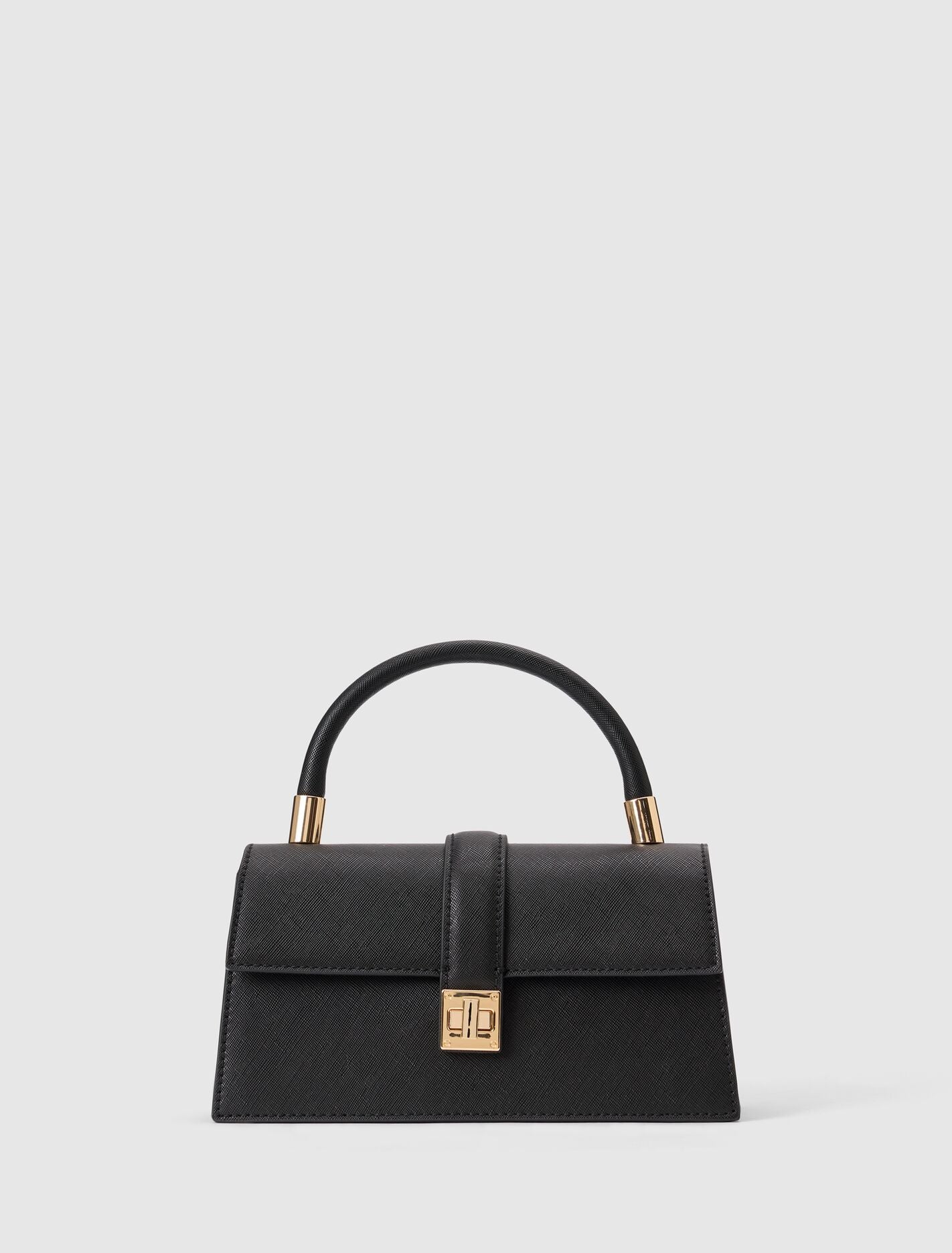 Vanessa Lock Detail Top Handle Bag Black | Forever New