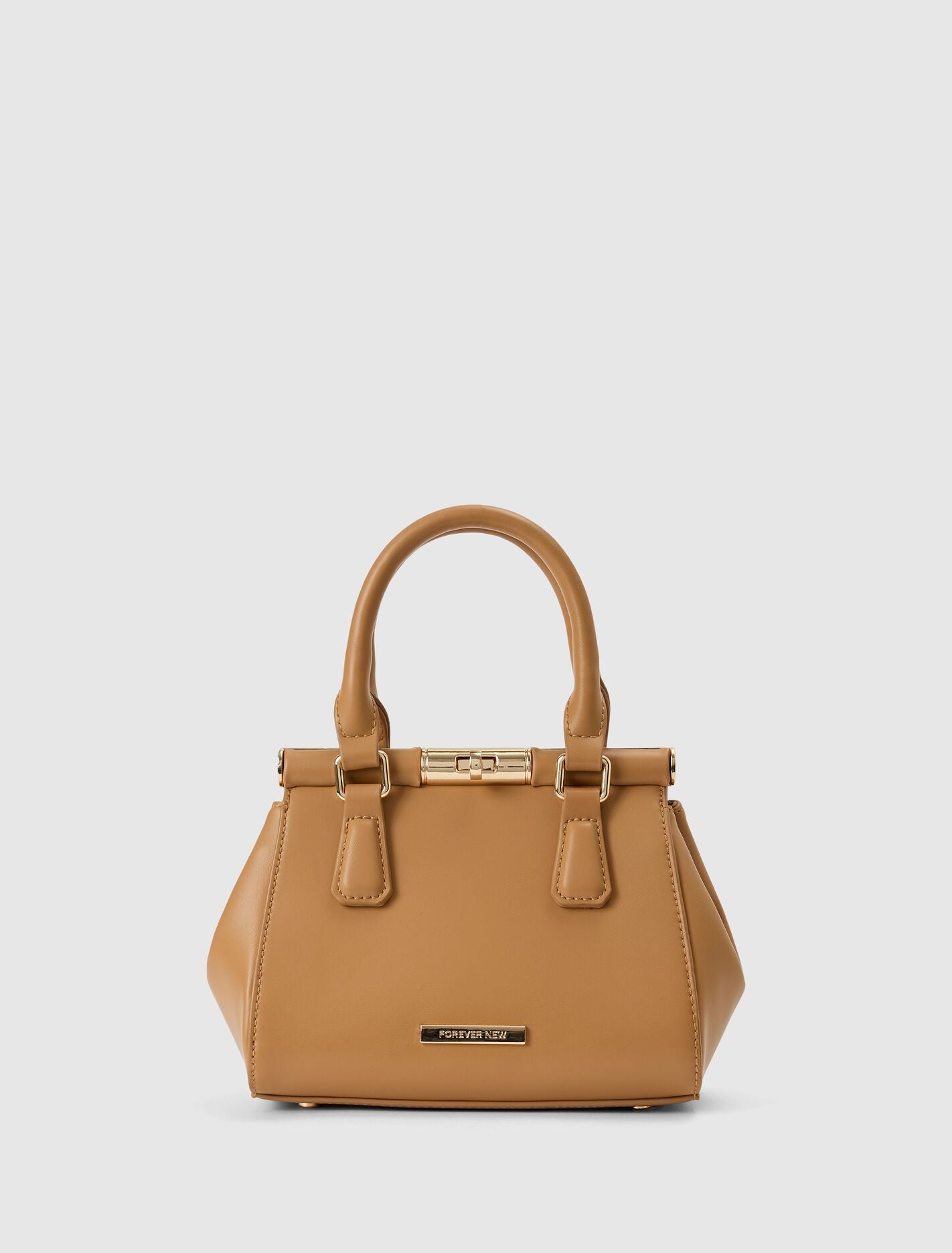 Lana Small Lock Grab Bag Camel | Forever New