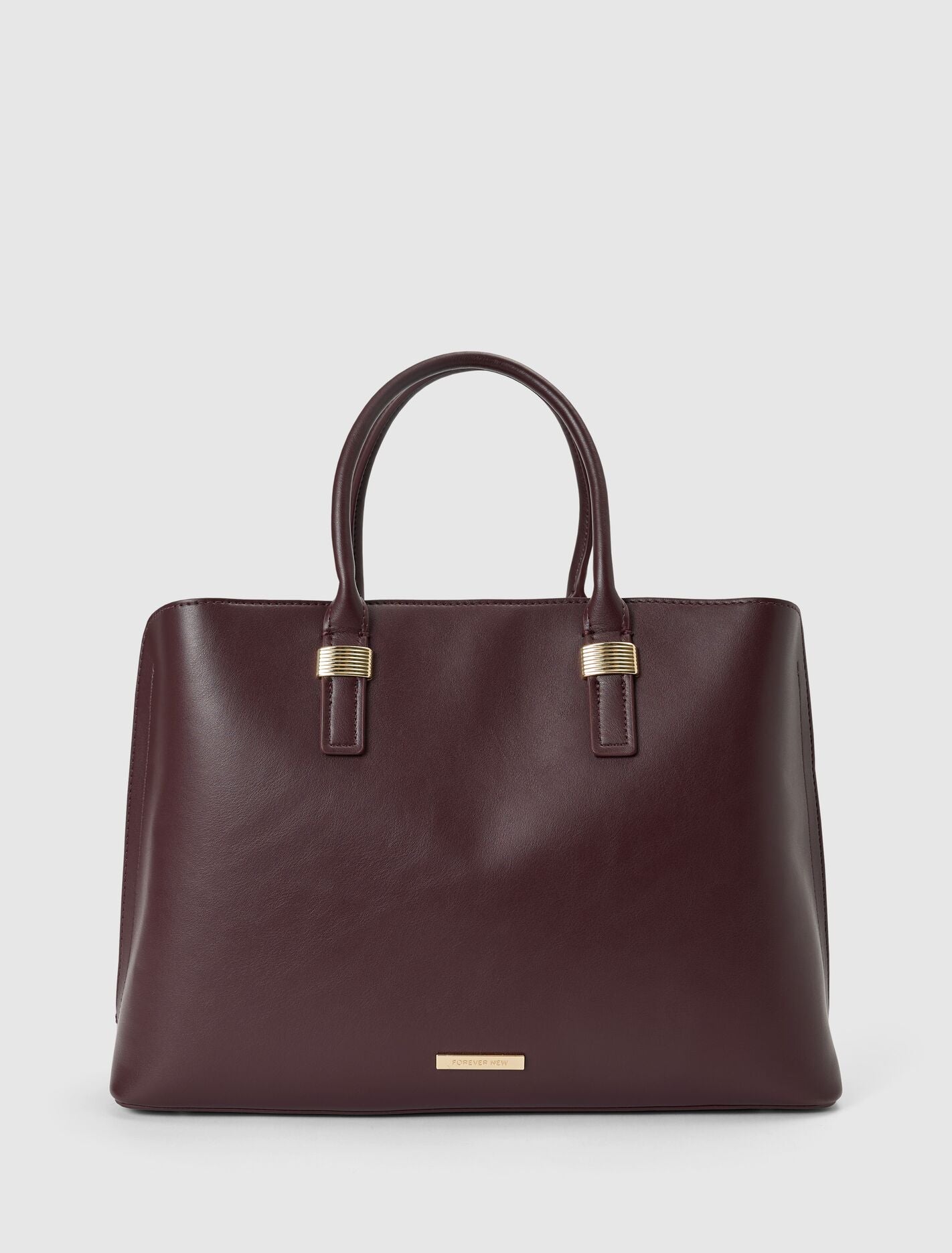 Kate Laptop Metal Detail Tote Bag Vintage Merlot | Forever New