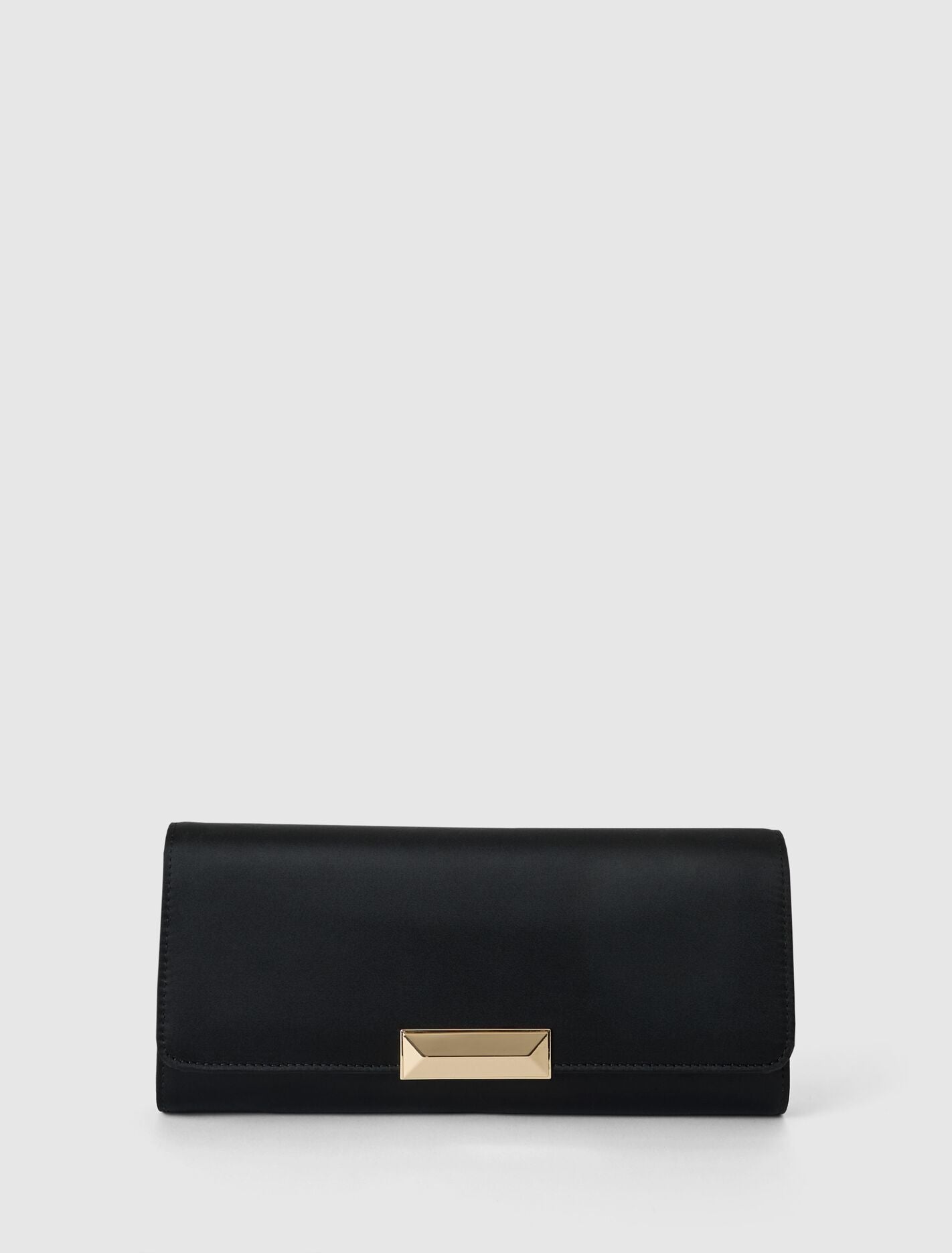 Dina Satin Elongated Clutch 0 Black Forever New